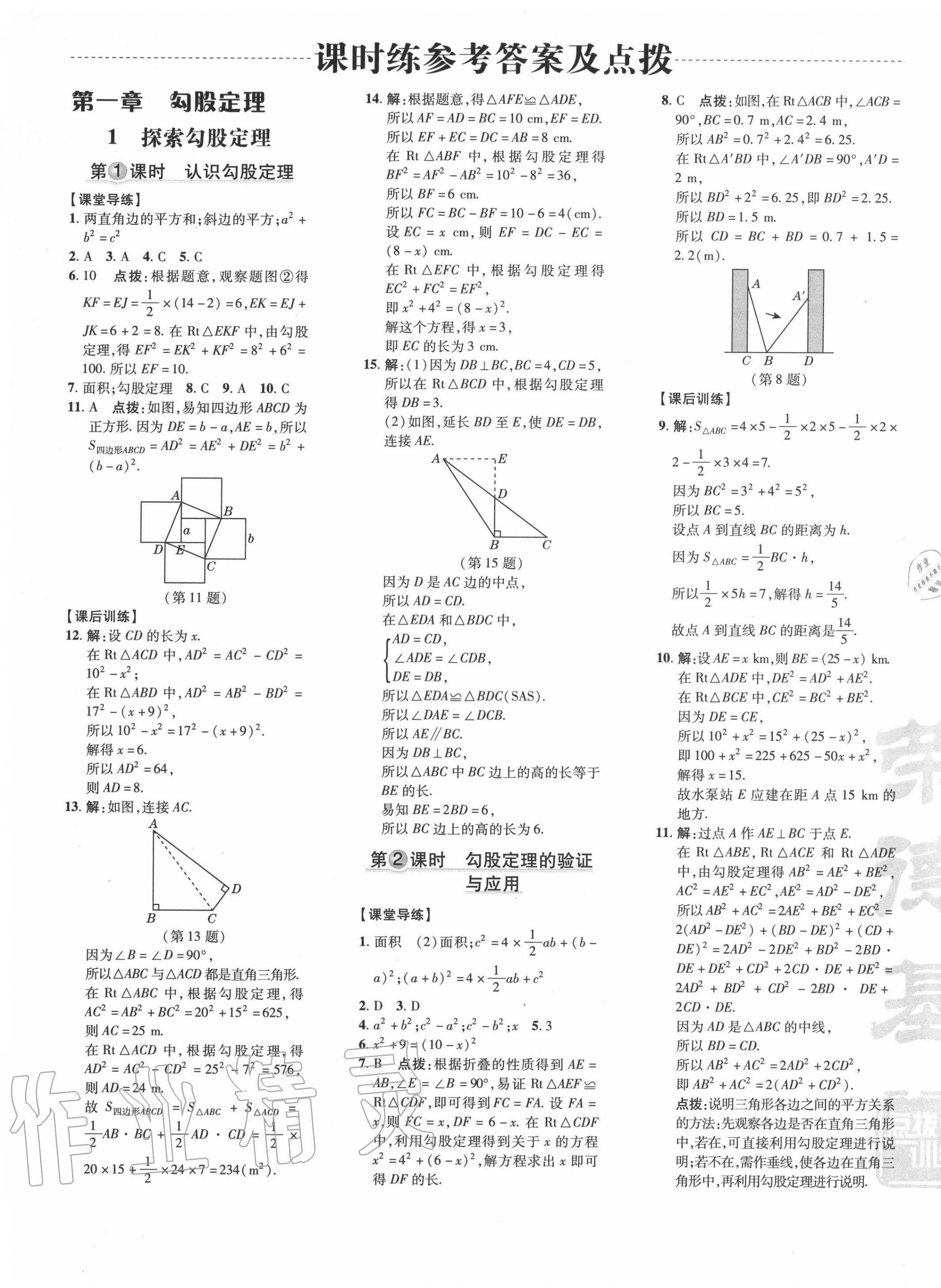 2020年點撥訓練八年級數(shù)學上冊北師大版 參考答案第5頁