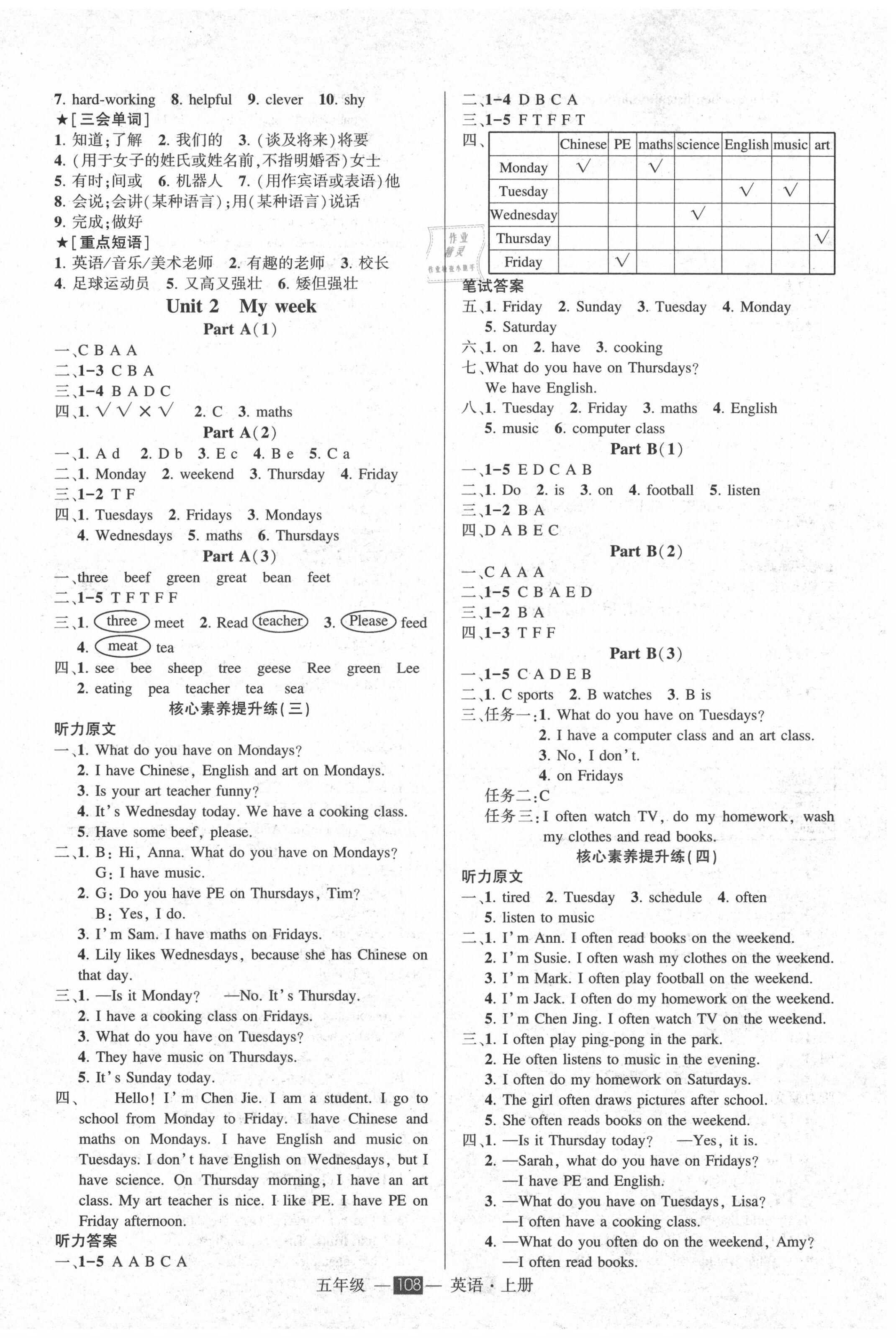 2020年黃岡狀元成才路狀元作業(yè)本五年級英語上冊人教PEP版 參考答案第2頁