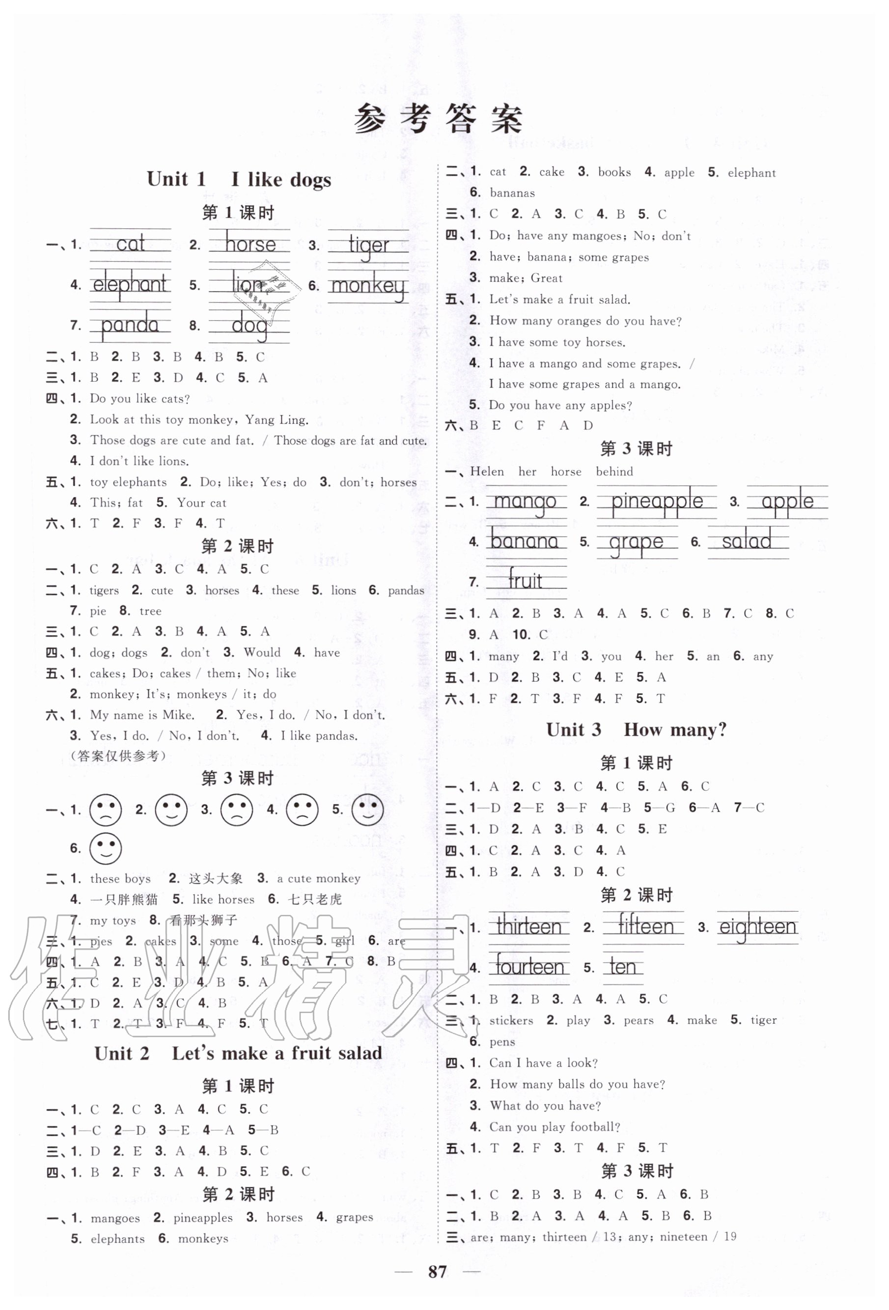 2020年阳光同学课时优化作业四年级英语上册译林版 第1页