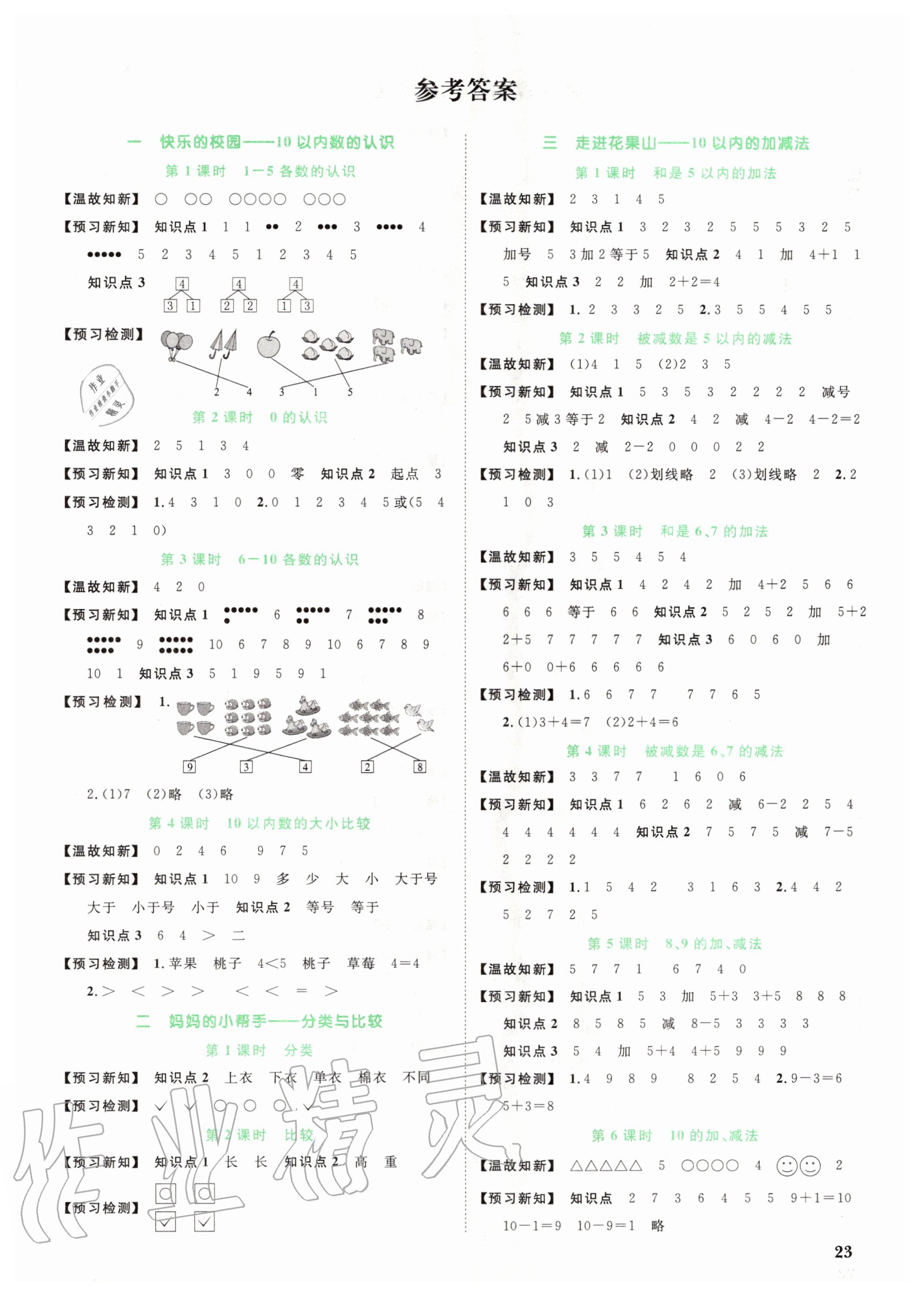 2020年陽(yáng)光同學(xué)課時(shí)優(yōu)化作業(yè)一年級(jí)數(shù)學(xué)上冊(cè)青島版 第1頁(yè)