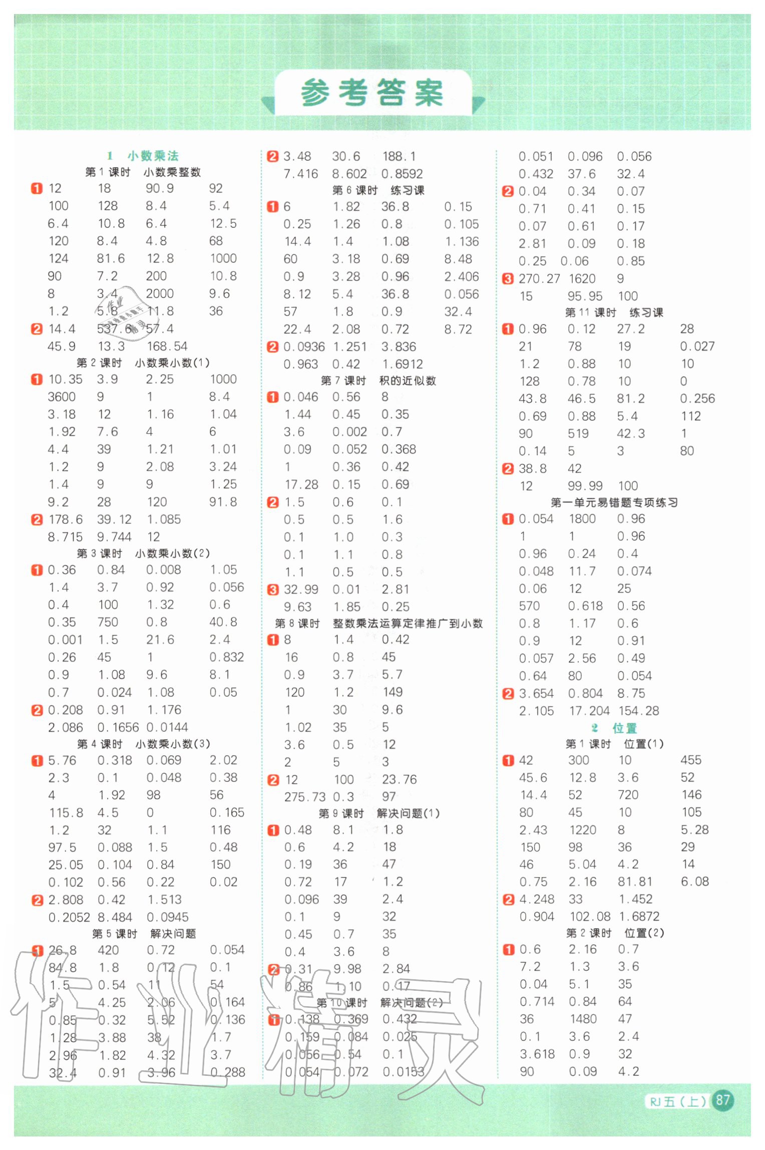 2020年陽光同學(xué)計(jì)算小達(dá)人五年級(jí)數(shù)學(xué)上冊(cè)人教版 第1頁