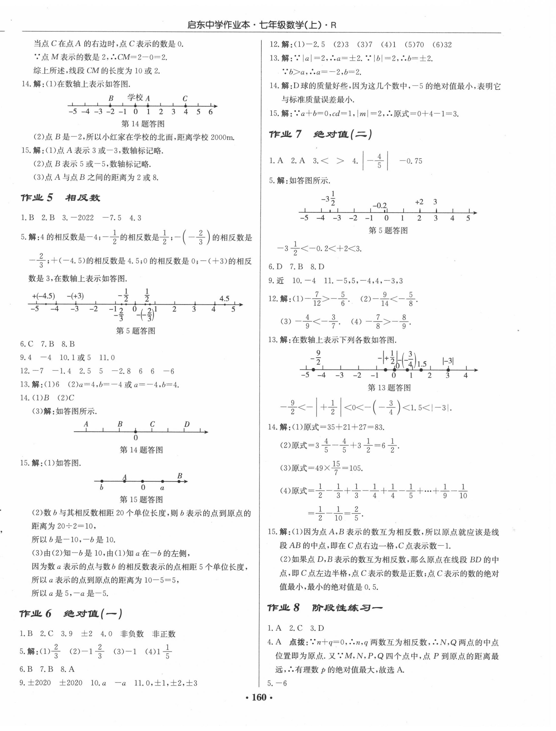 2020年啟東中學(xué)作業(yè)本七年級(jí)數(shù)學(xué)上冊(cè)人教版 第2頁(yè)