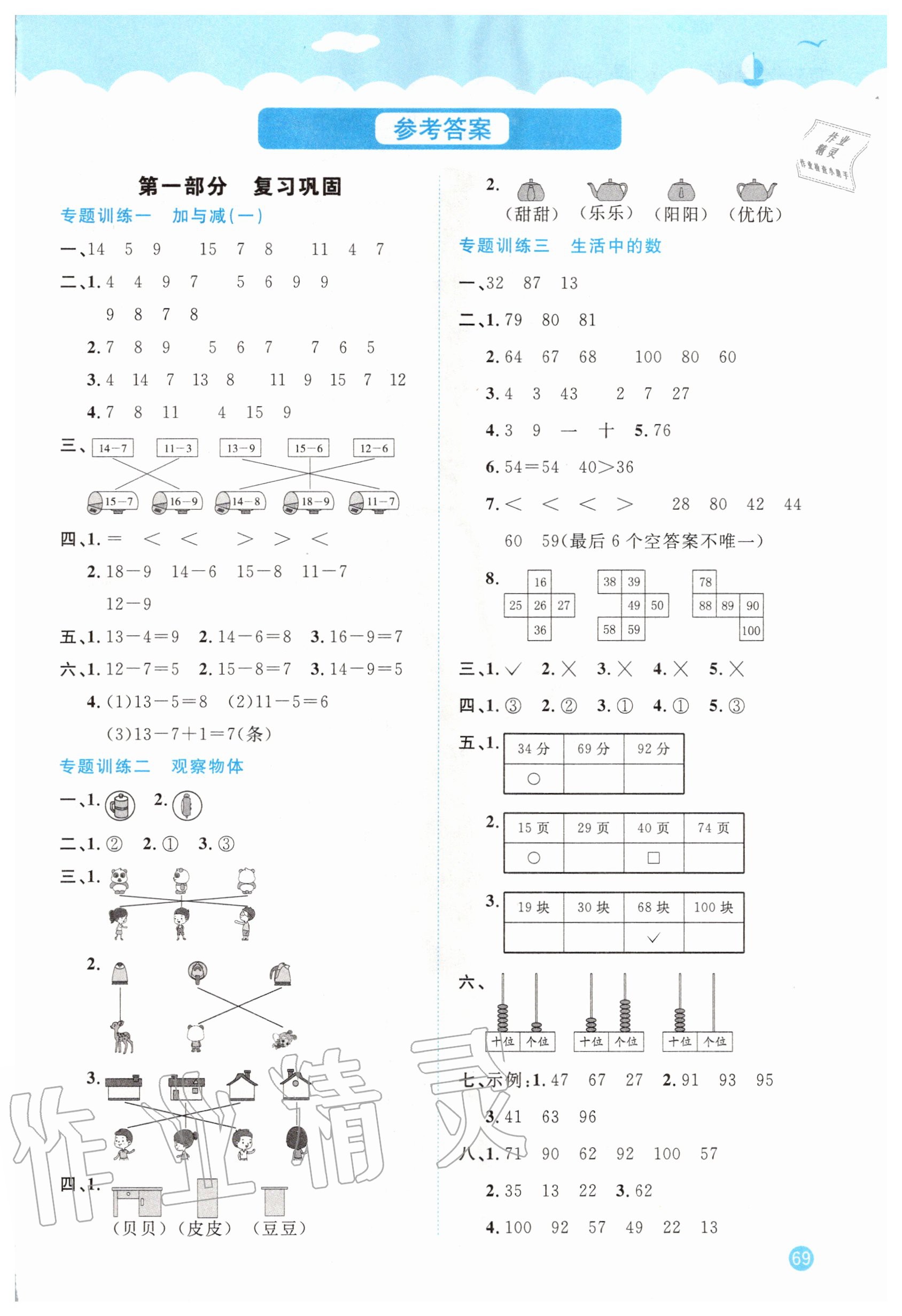 2020年陽光同學(xué)暑假銜接一升二年級(jí)數(shù)學(xué)北師大版 第1頁