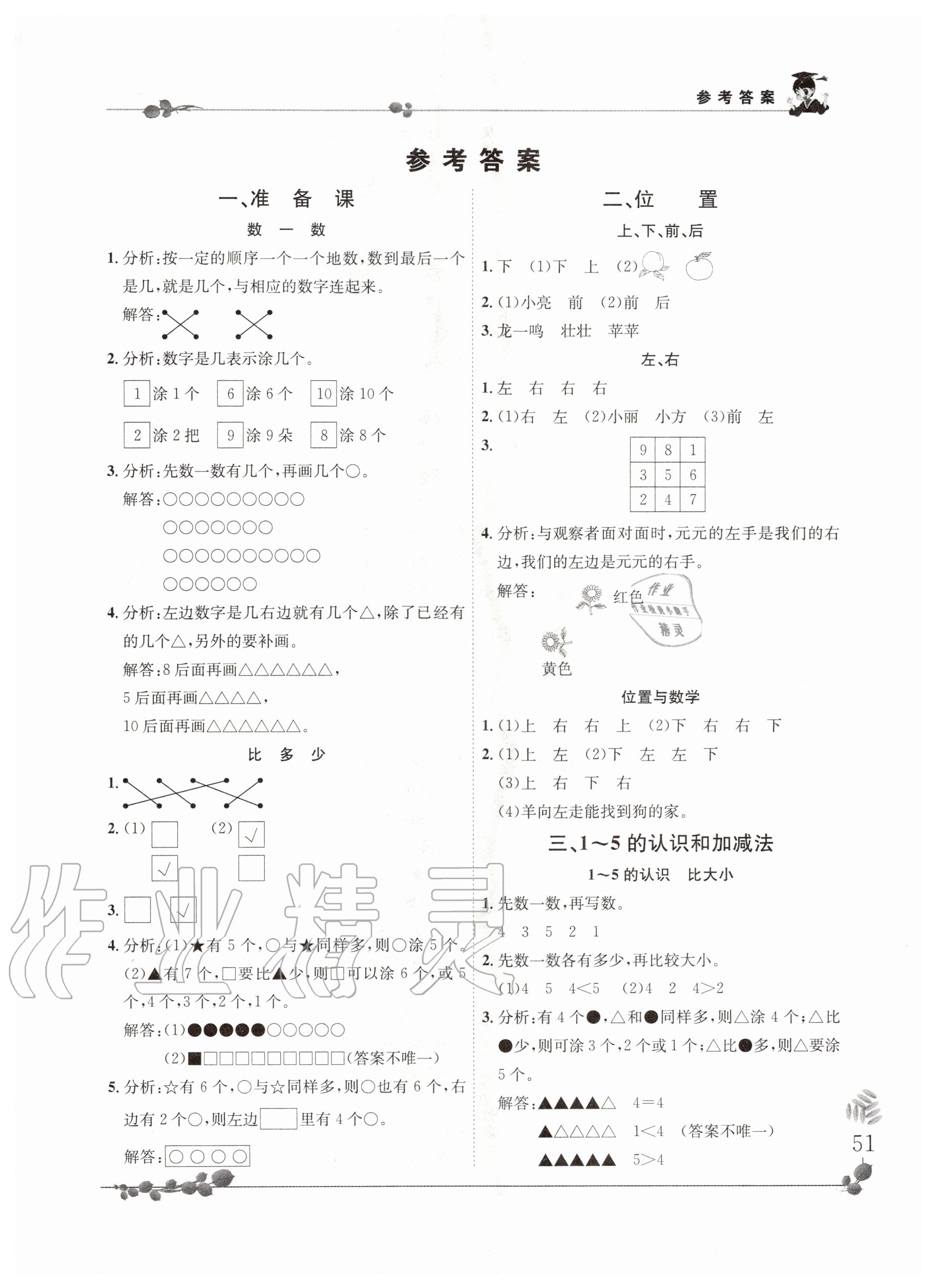 2020年黃岡小狀元解決問題天天練一年級上冊人教版 第1頁