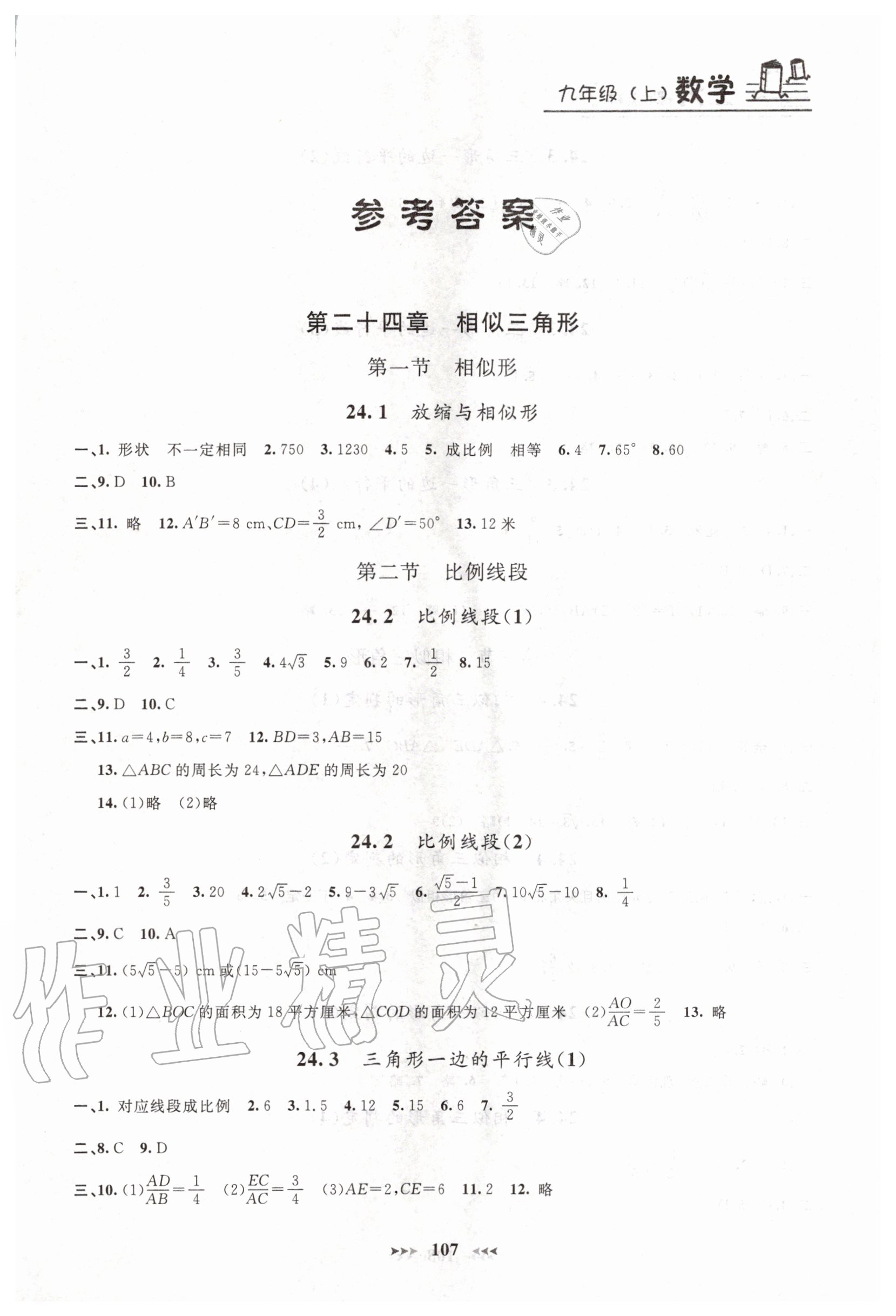 2020年鐘書金牌課課練九年級數(shù)學(xué)上冊 第1頁