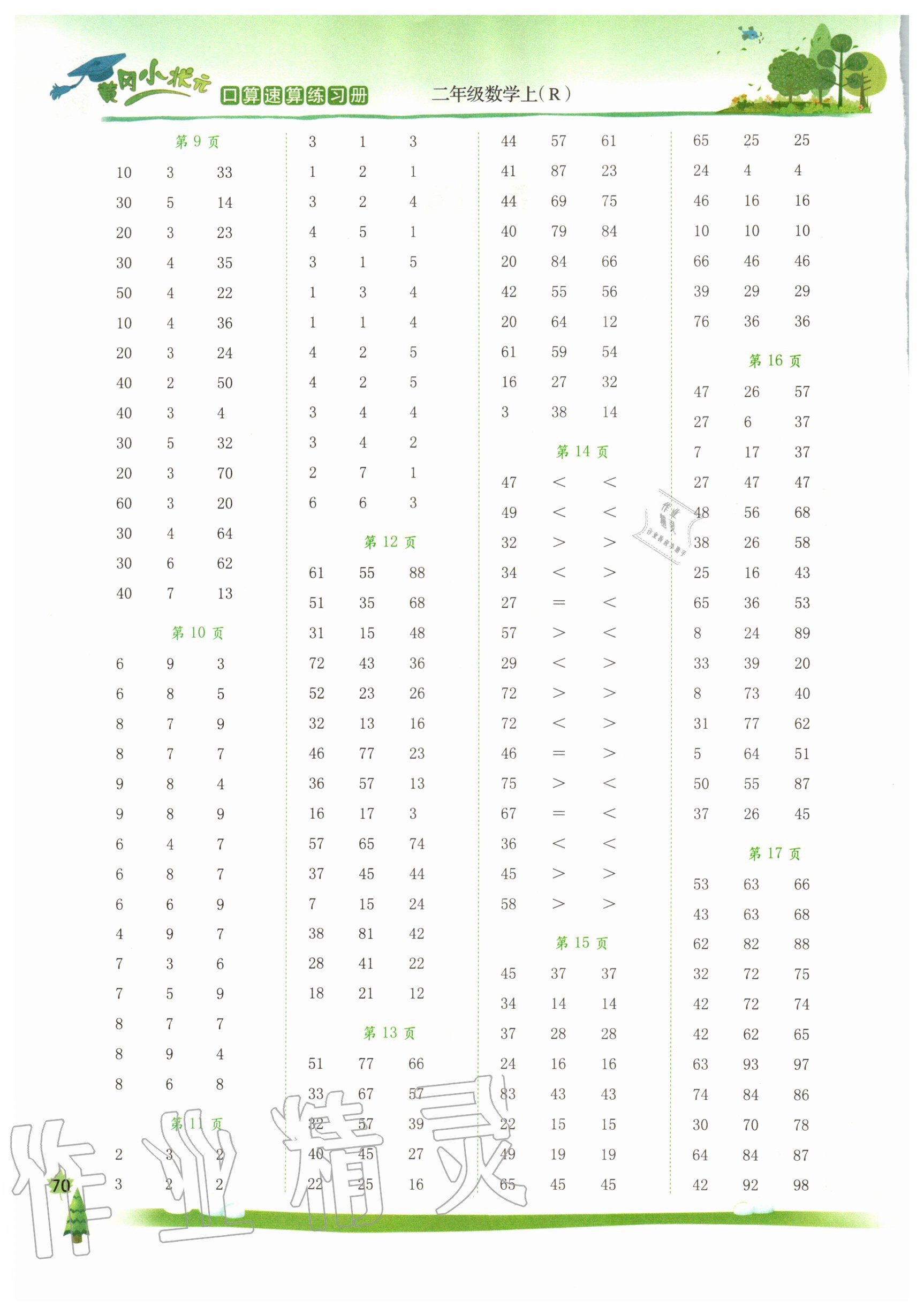 2020年黄冈小状元口算速算练习册二年级数学上册人教版 第2页