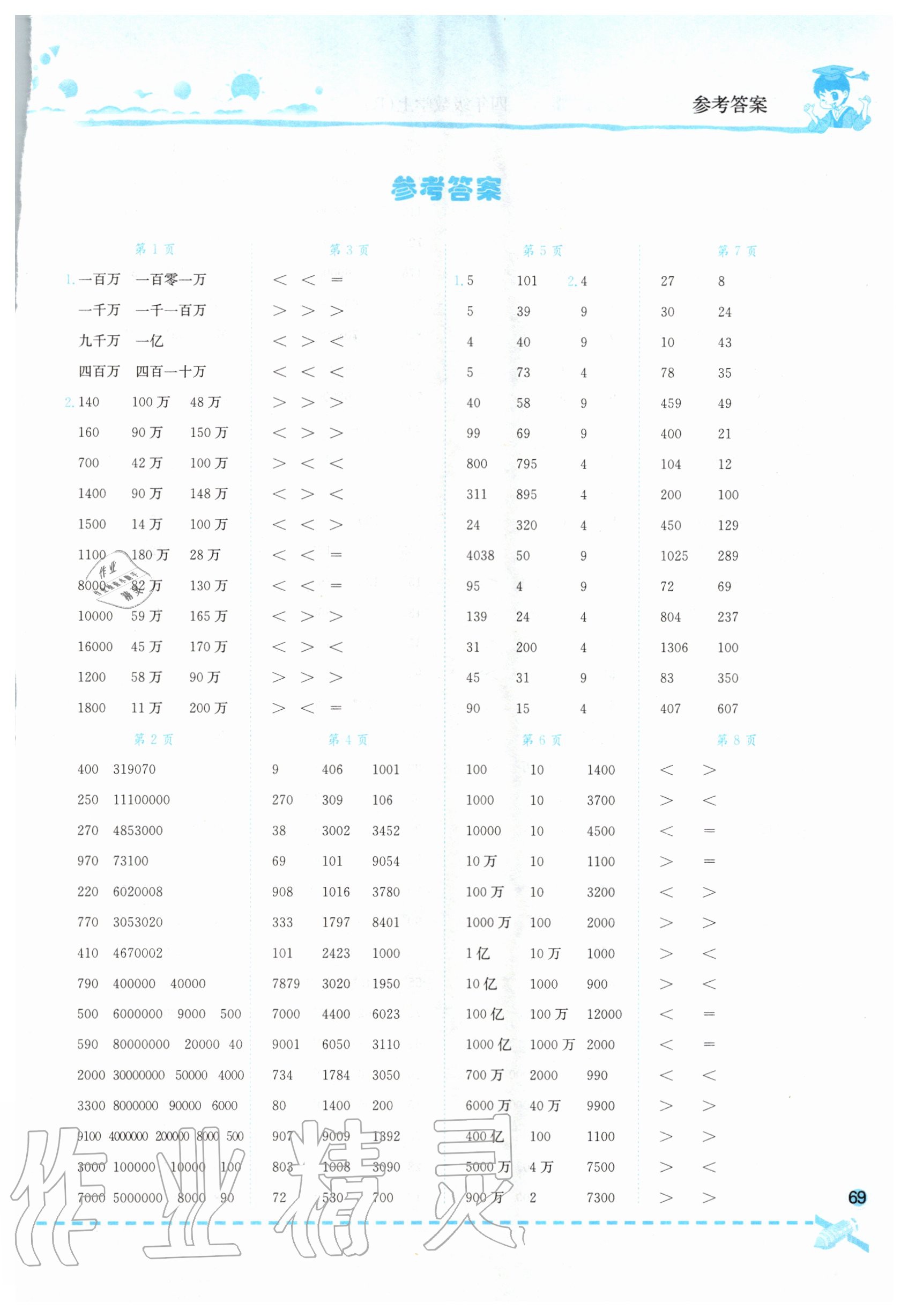 2020年黃岡小狀元口算速算練習(xí)冊四年級數(shù)學(xué)上冊人教版 第1頁