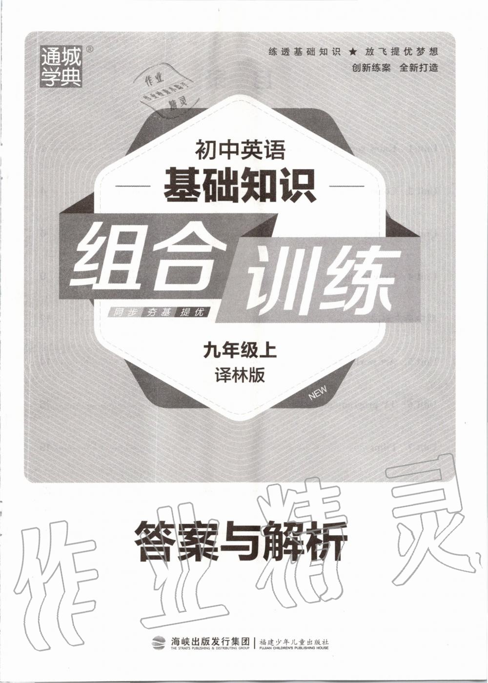 2020年通城学典组合训练九年级上册译林版 参考答案第1页