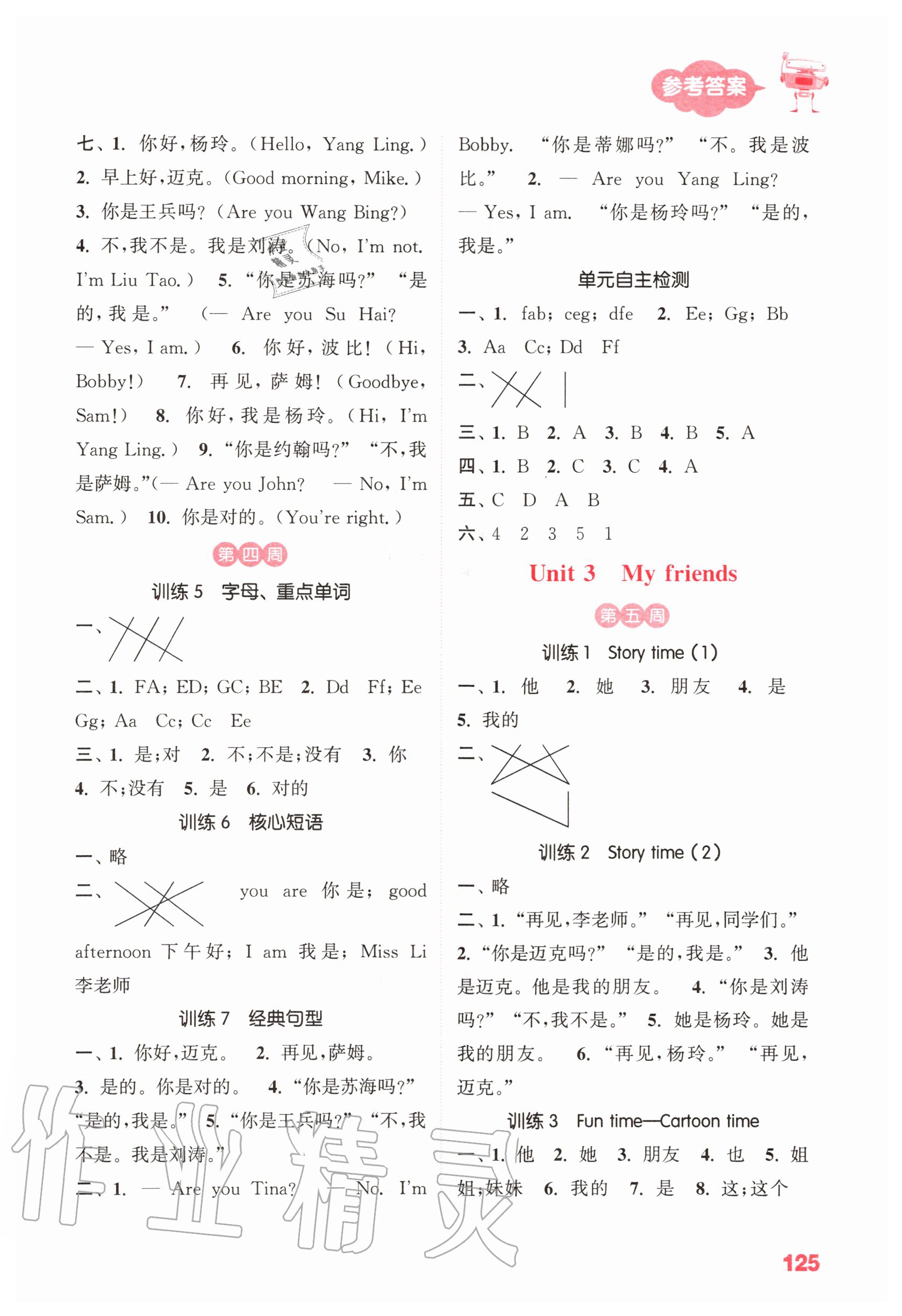 2020年小學(xué)英語默寫能手三年級上冊譯林版 參考答案第3頁