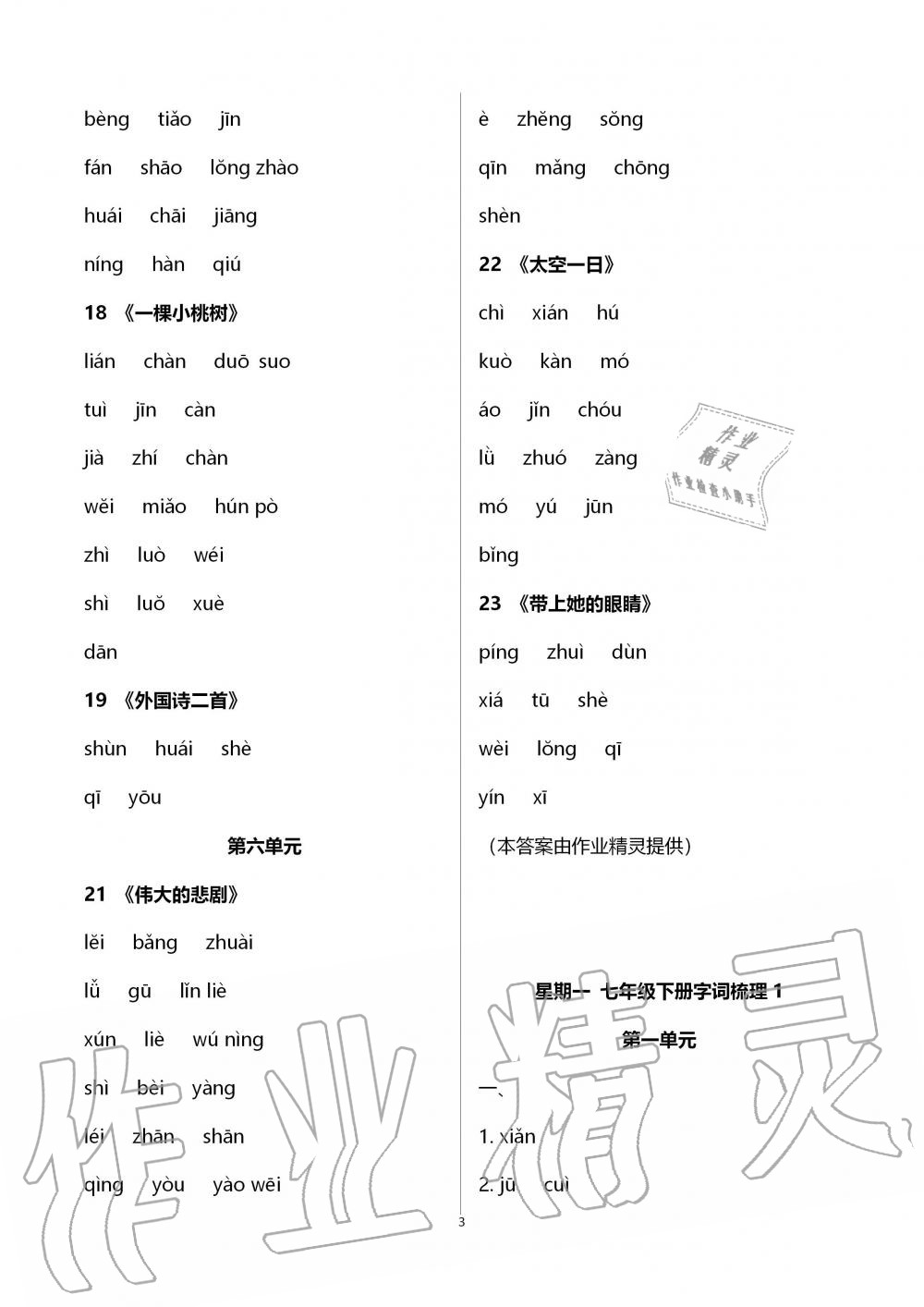 2020年点对点期末复习及智胜暑假七年级语文暑假作业四川教育电子音像出版社 第3页