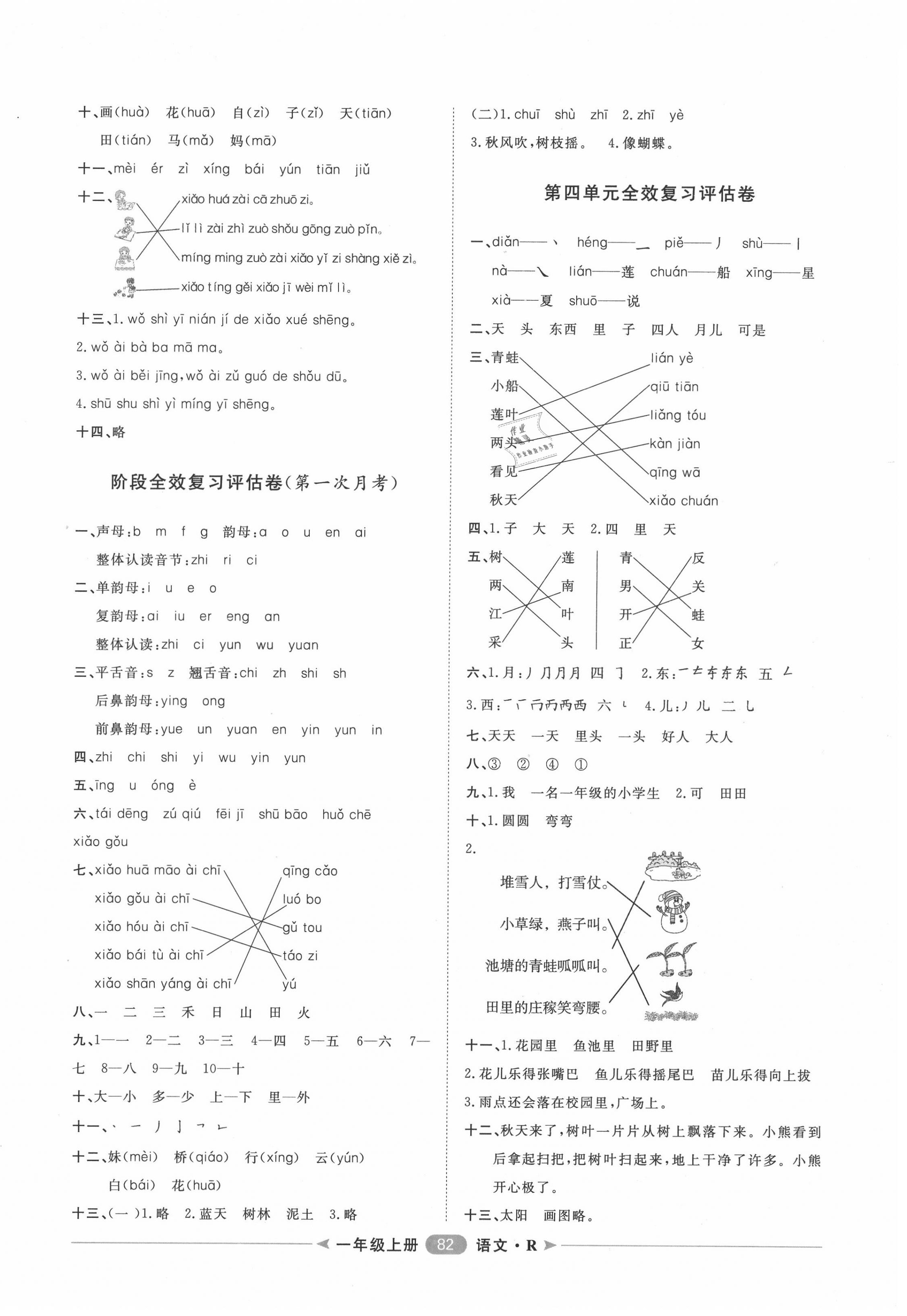 2020年陽光計劃第二步單元期末復(fù)習(xí)與評價一年級語文上冊人教版 第2頁