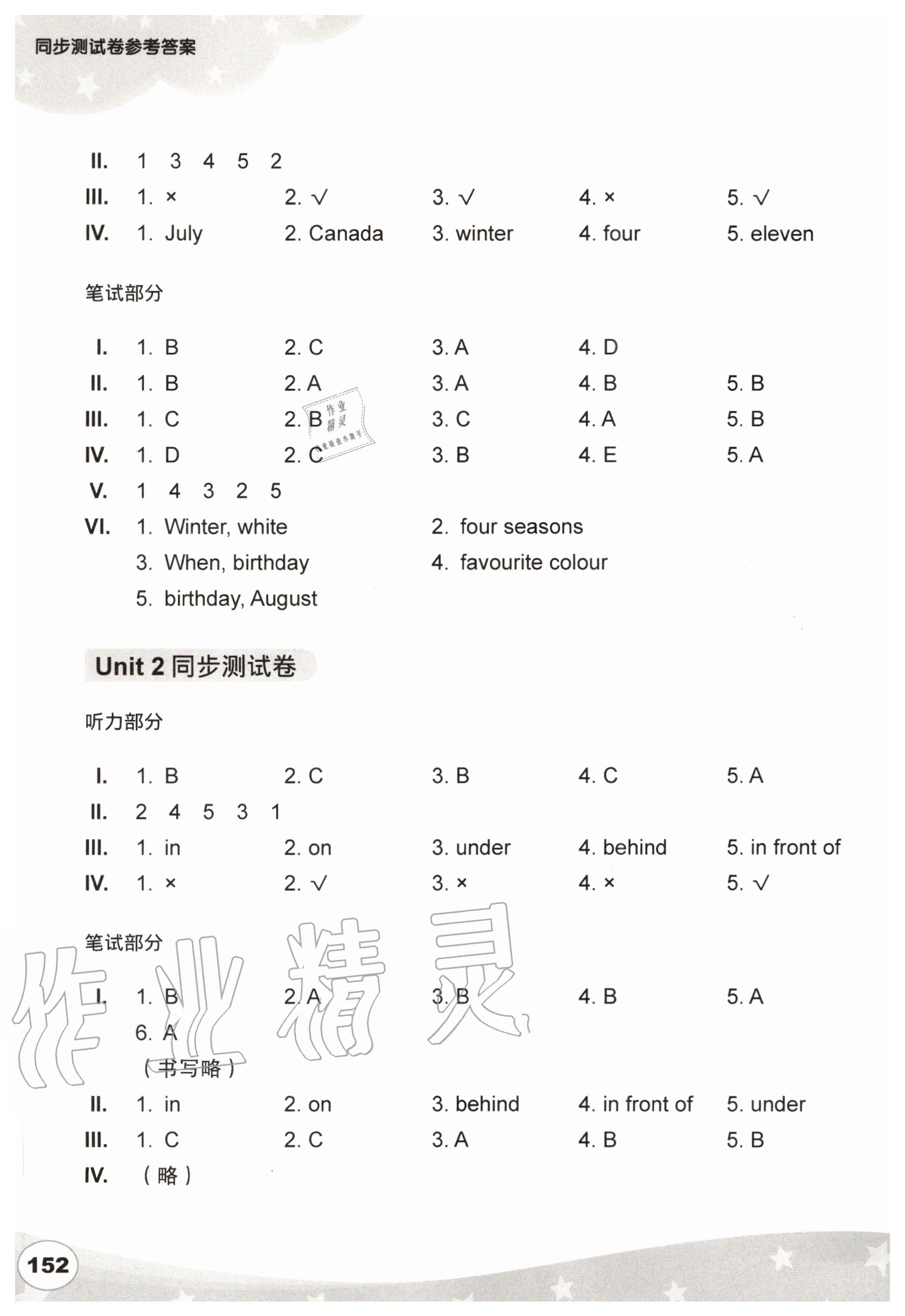 2020年劍橋小學(xué)英語(yǔ)同步測(cè)試卷四年級(jí)上冊(cè) 參考答案第2頁(yè)