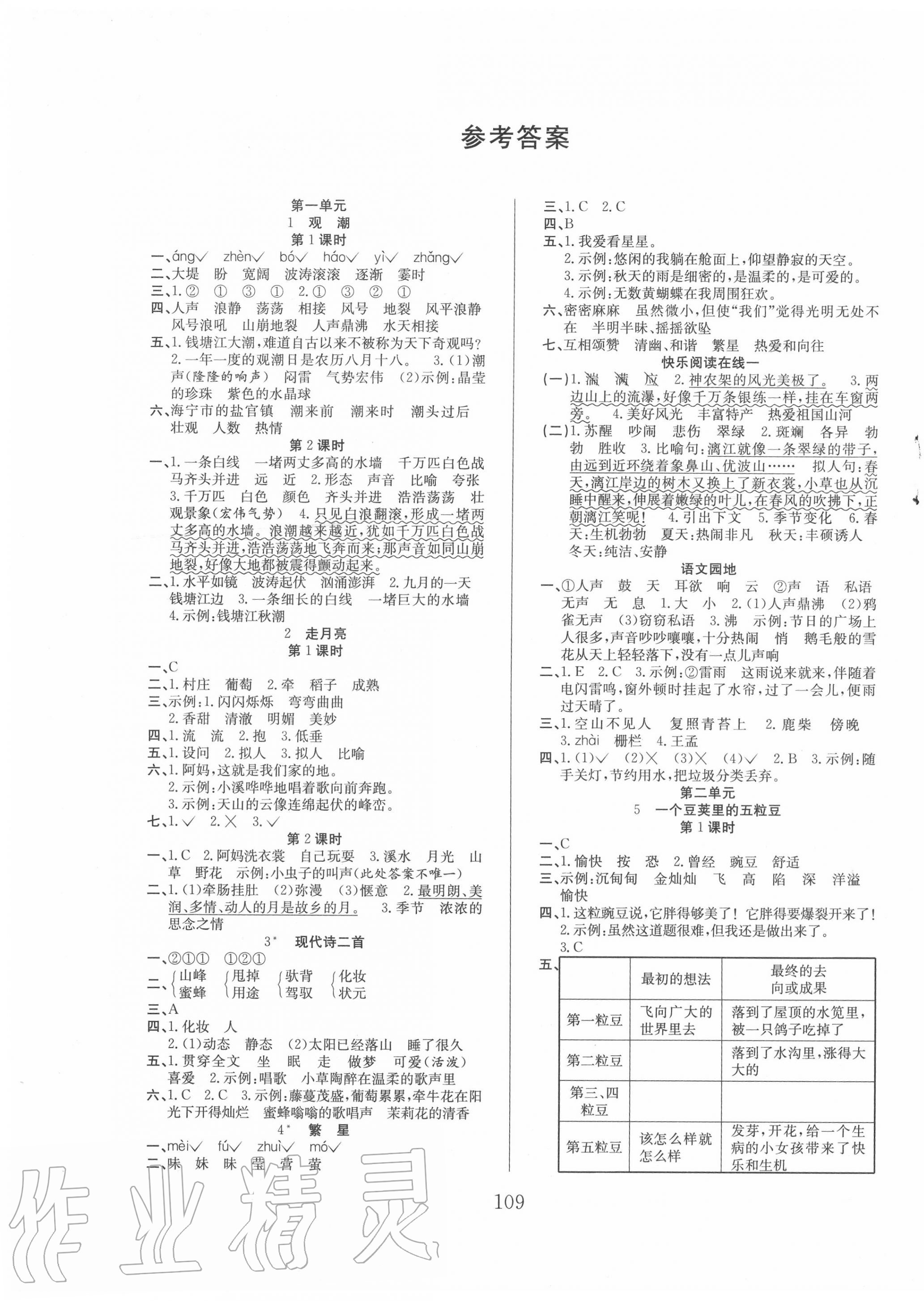 2020年阳光课堂课时作业四年级语文上册人教版 第1页