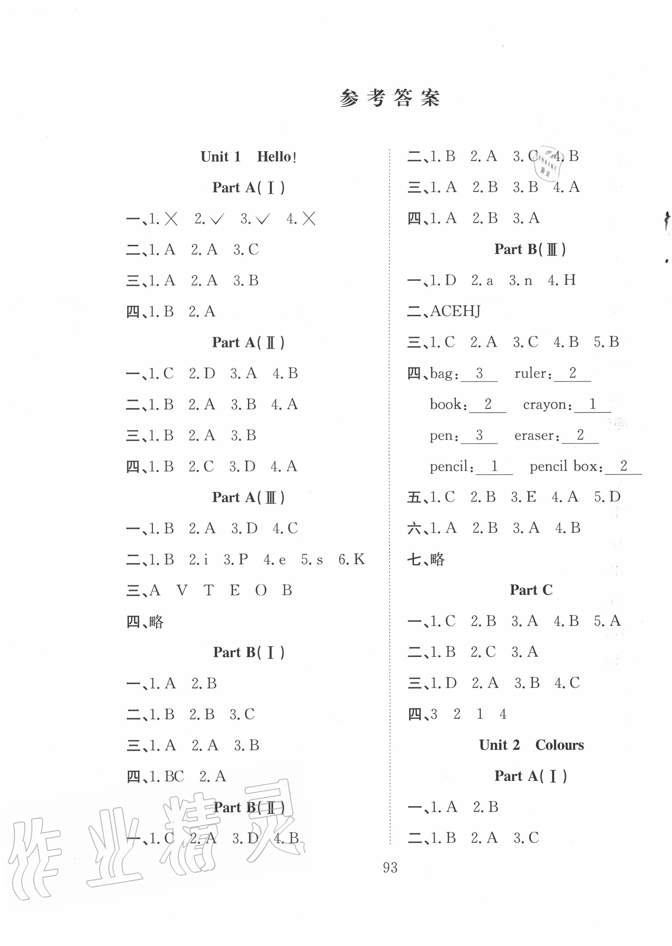 2020年陽(yáng)光課堂課時(shí)作業(yè)三年級(jí)英語(yǔ)上冊(cè)人教版 第1頁(yè)