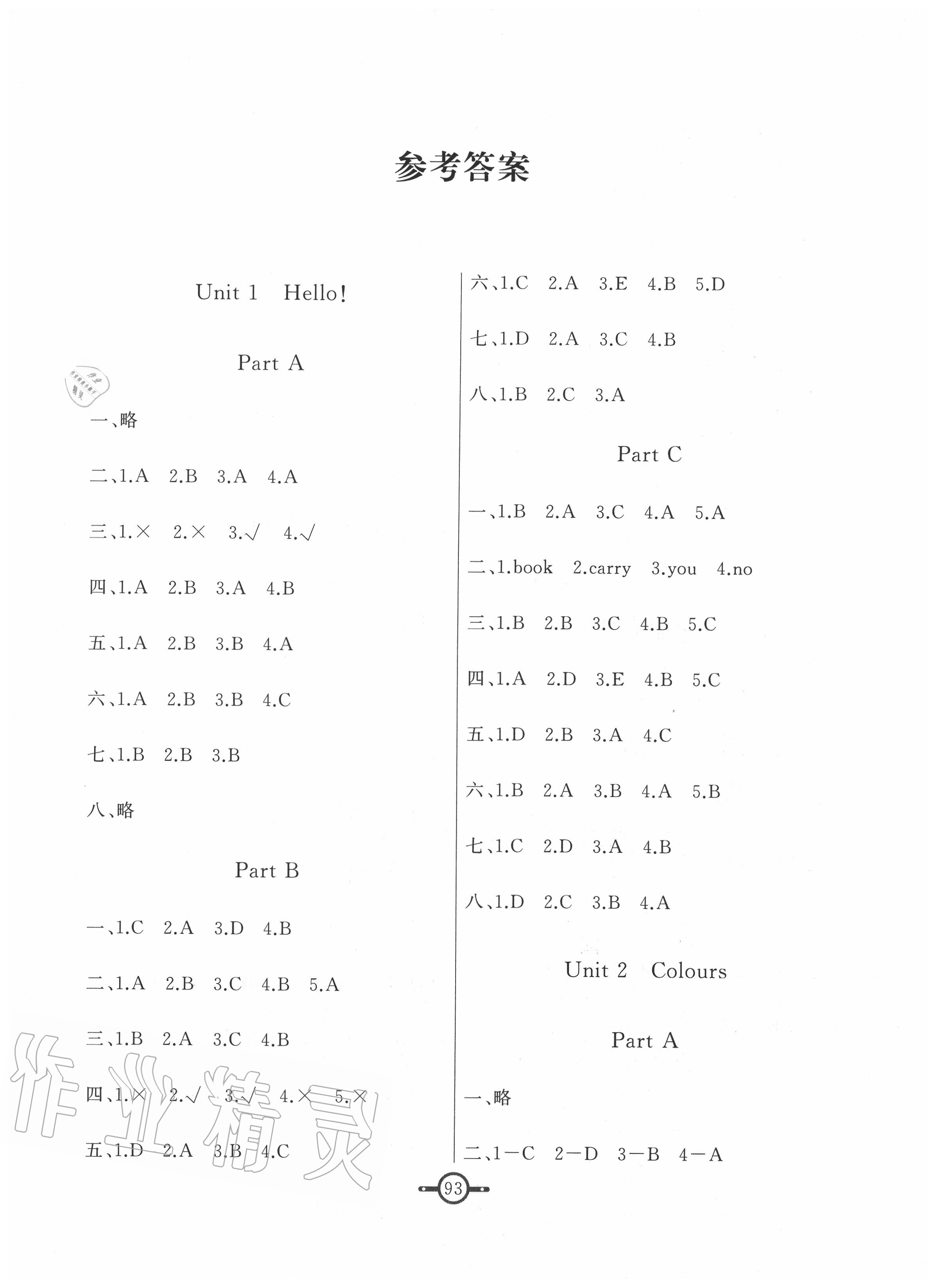 2020年名師金手指領(lǐng)銜課時(shí)三年級英語上冊人教PEP版 第1頁