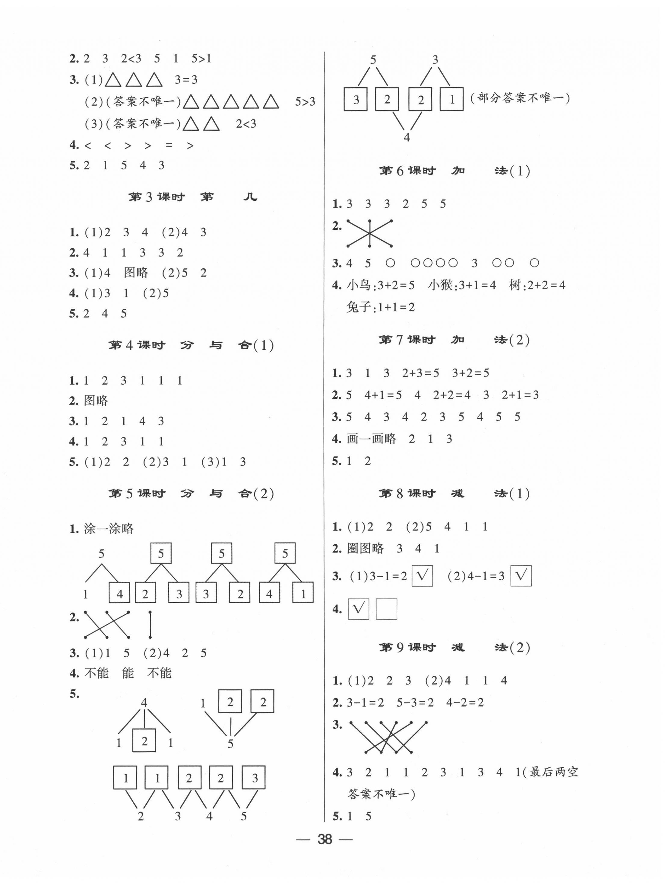 2020年經(jīng)綸學(xué)典棒棒堂一年級數(shù)學(xué)上冊人教版 第2頁