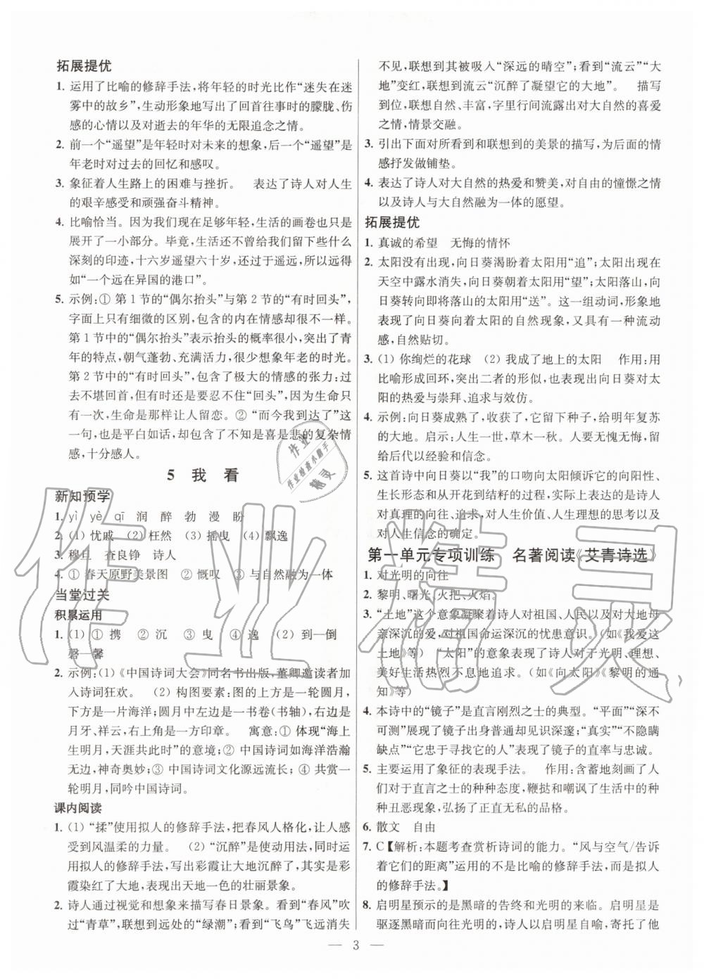 2020年金鑰匙提優(yōu)訓(xùn)練課課練九年級(jí)語(yǔ)文上冊(cè)人教版 第5頁(yè)