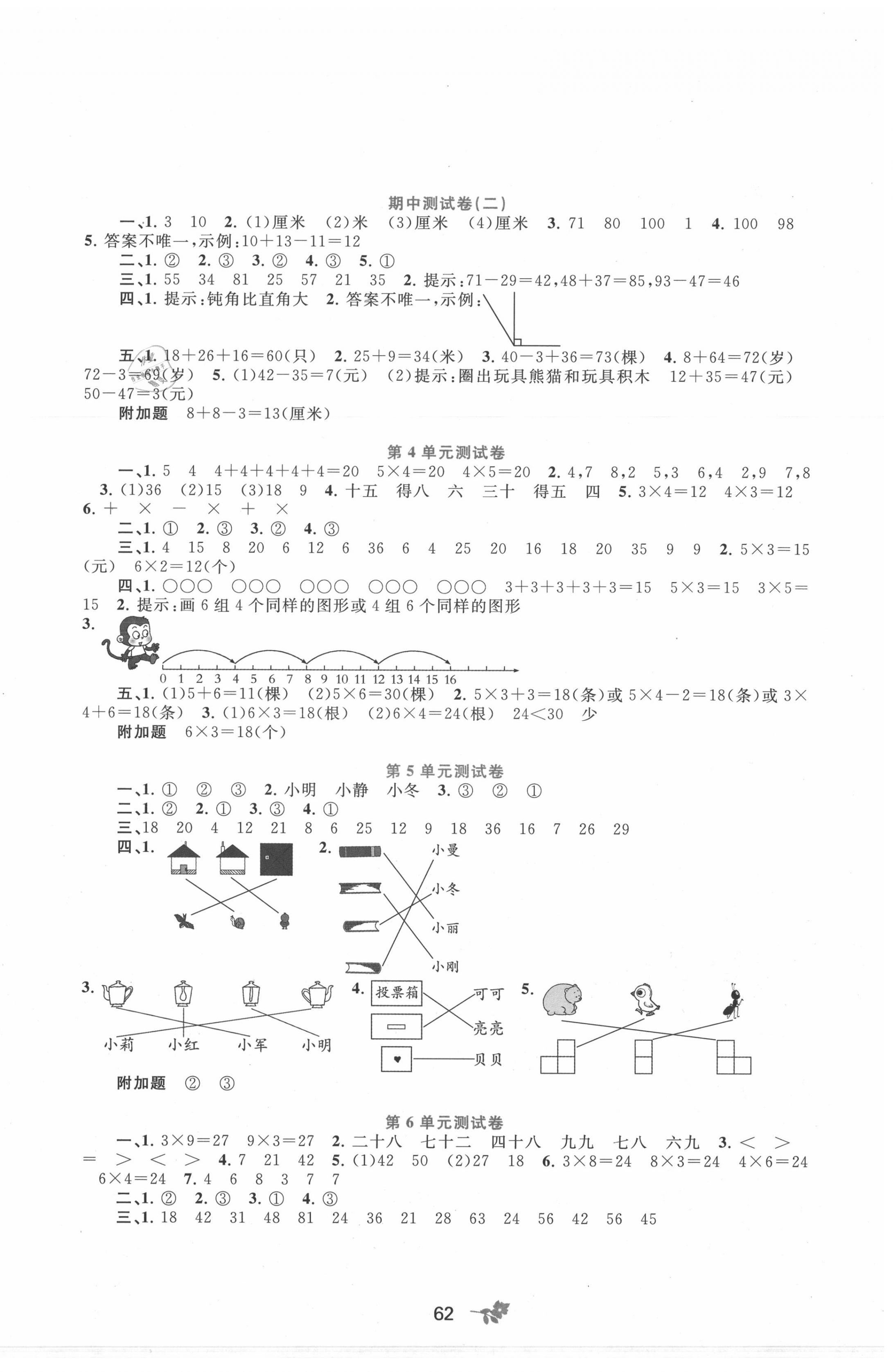 2020年新课程学习与测评单元双测二年级数学上册人教版A版 第2页