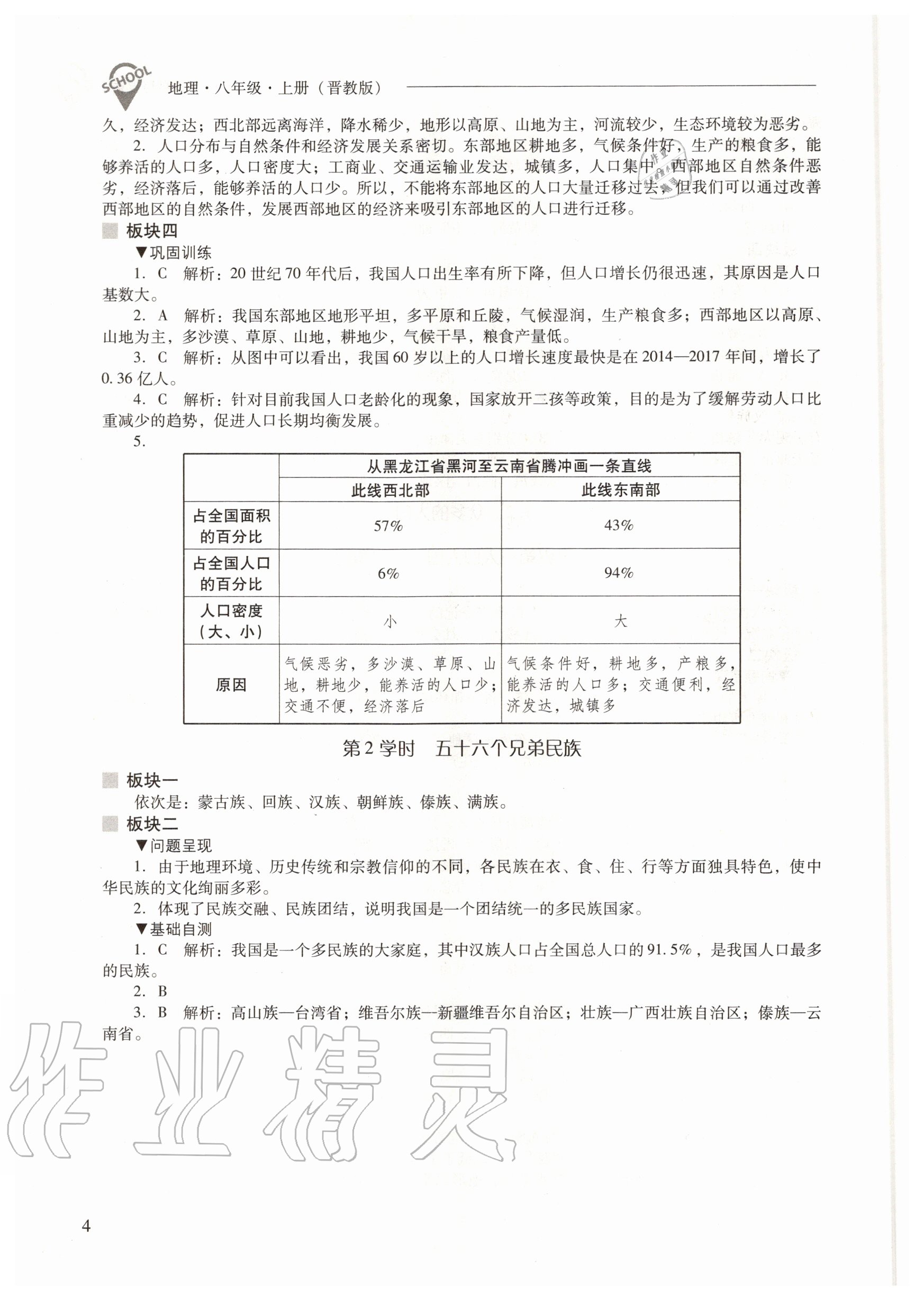 2020年新课程问题解决导学方案八年级地理上册晋教版 参考答案第4页