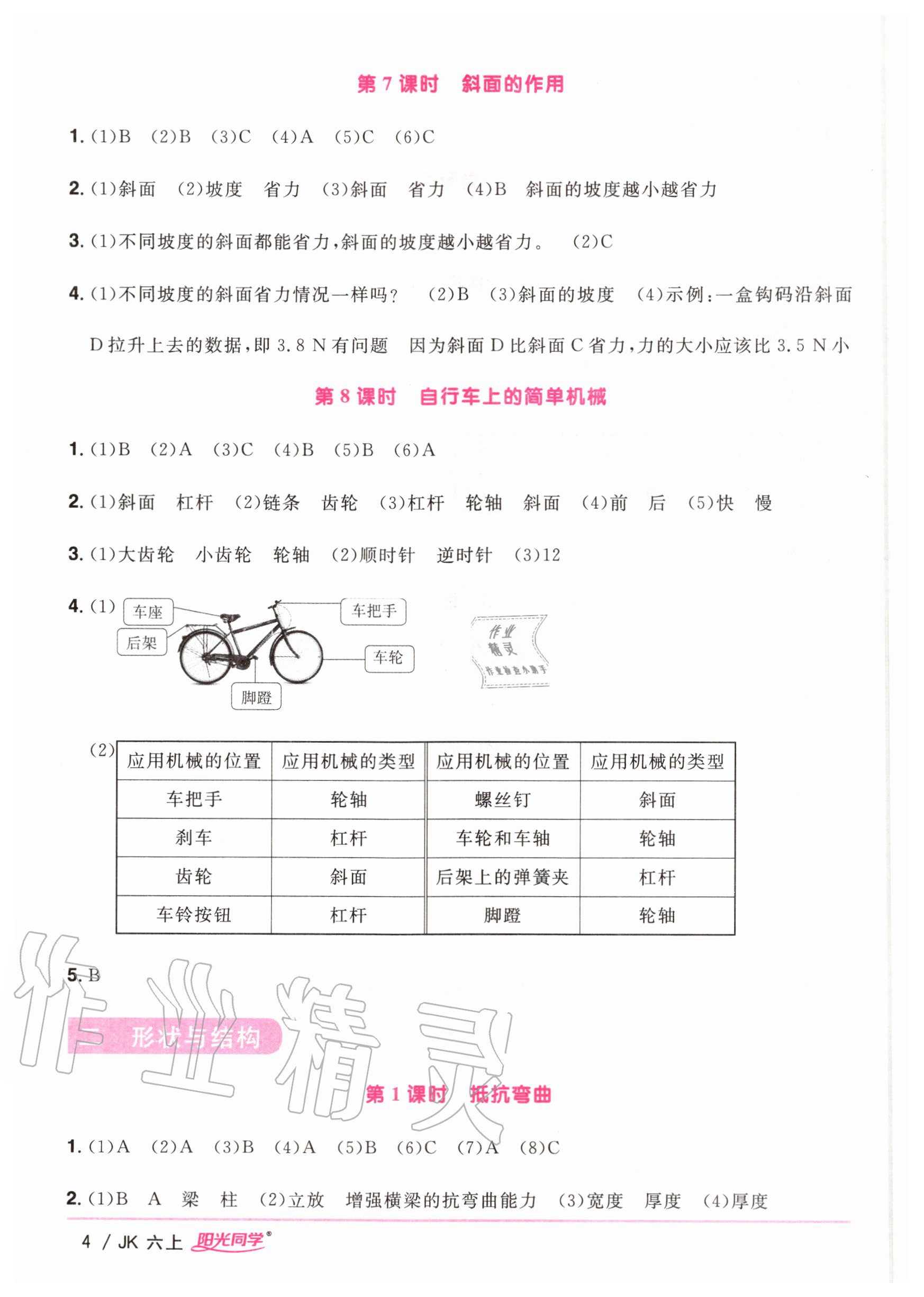 2020年陽光同學(xué)課時(shí)優(yōu)化作業(yè)六年級(jí)科學(xué)上冊(cè)教科版 參考答案第4頁