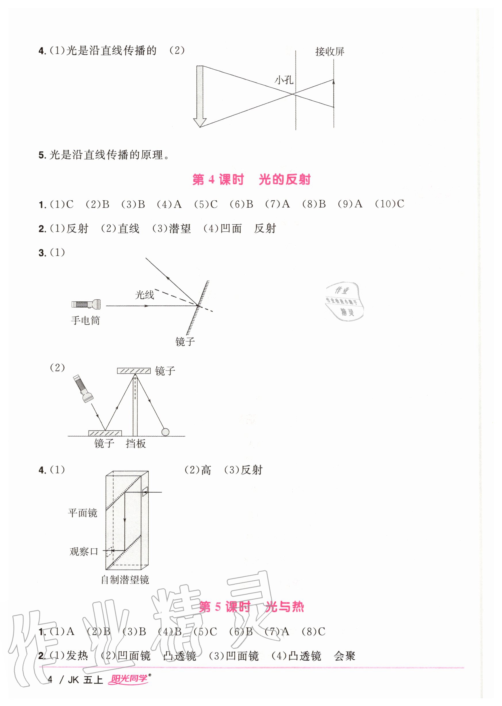 2020年陽(yáng)光同學(xué)課時(shí)優(yōu)化作業(yè)五年級(jí)科學(xué)上冊(cè)教科版 參考答案第4頁(yè)