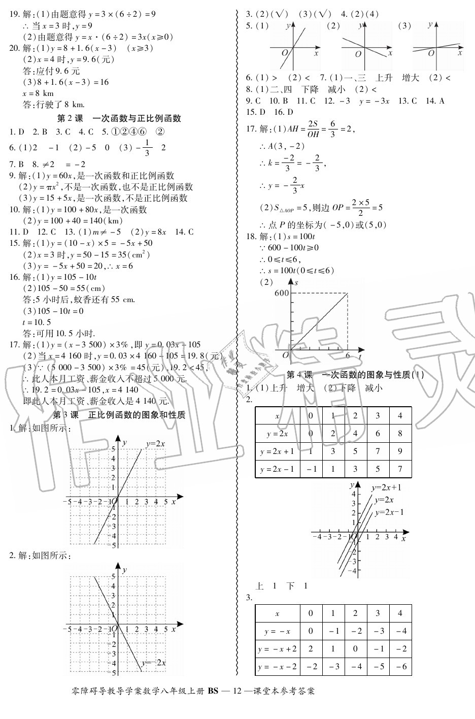 2020年零障礙導(dǎo)教導(dǎo)學(xué)案八年級數(shù)學(xué)上冊北師大版 參考答案第12頁