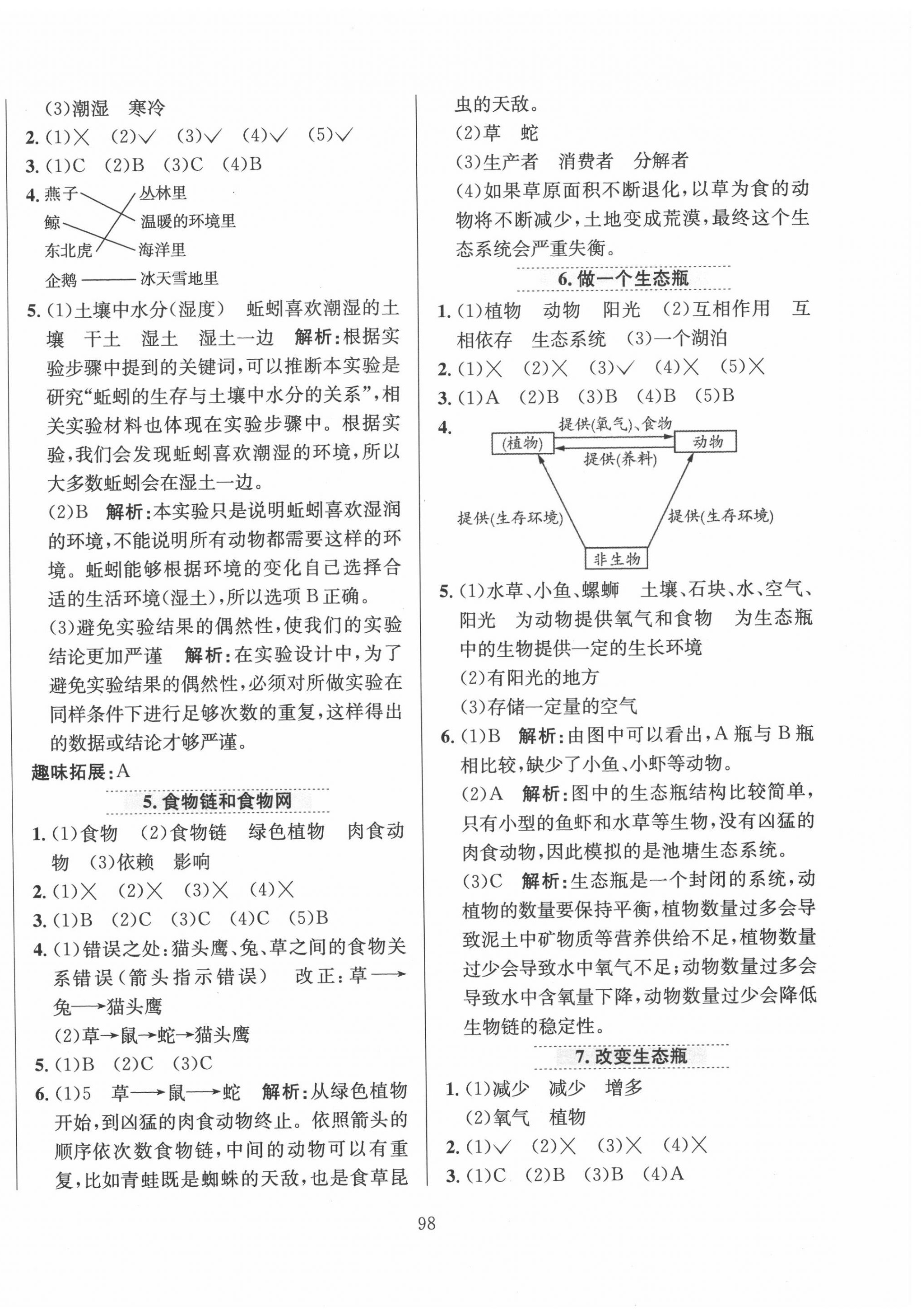 2020年小學(xué)教材全練五年級(jí)科學(xué)上冊教科版 參考答案第2頁