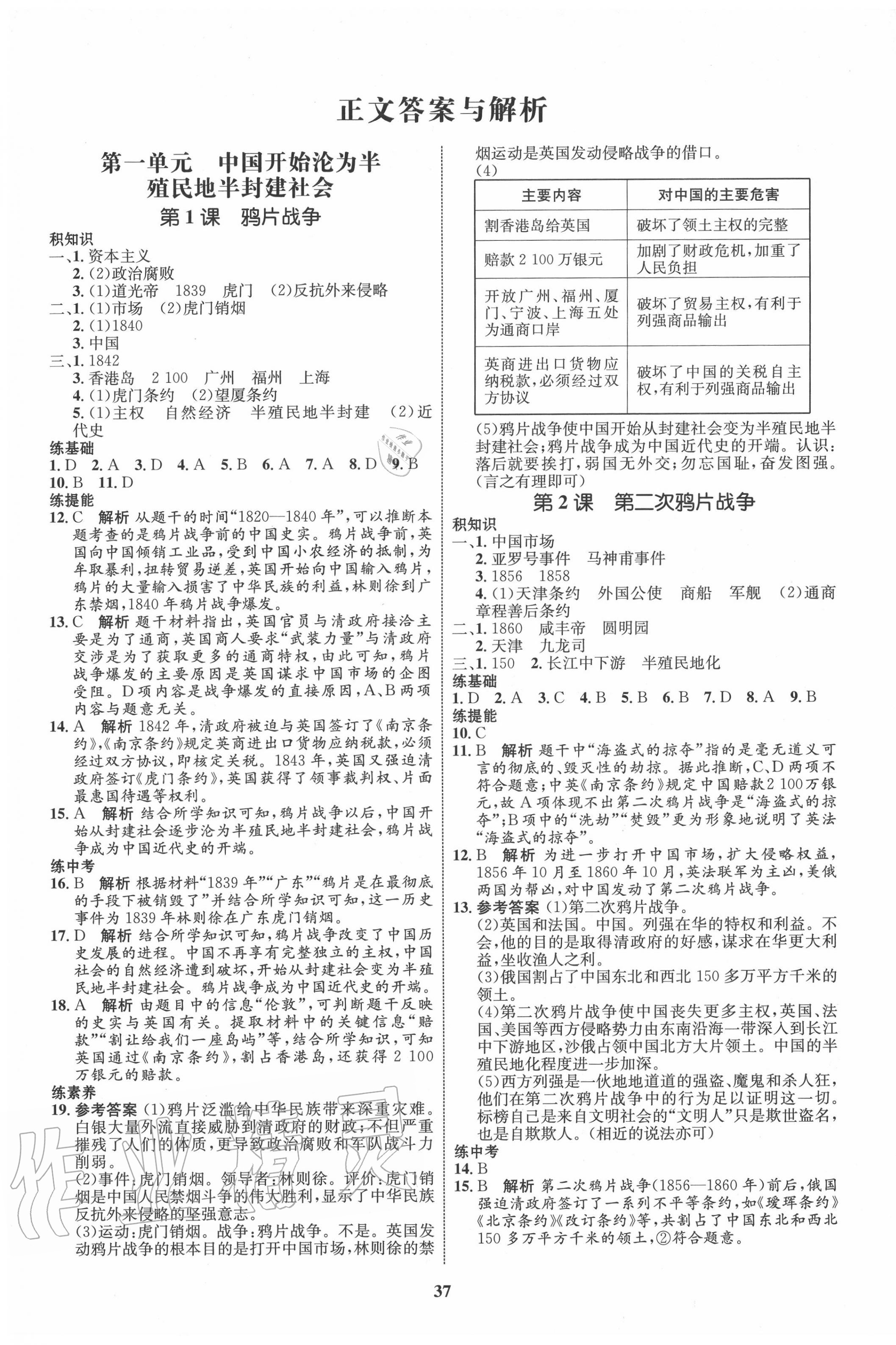 2020年初中同步学考优化设计八年级历史上册人教版 第1页