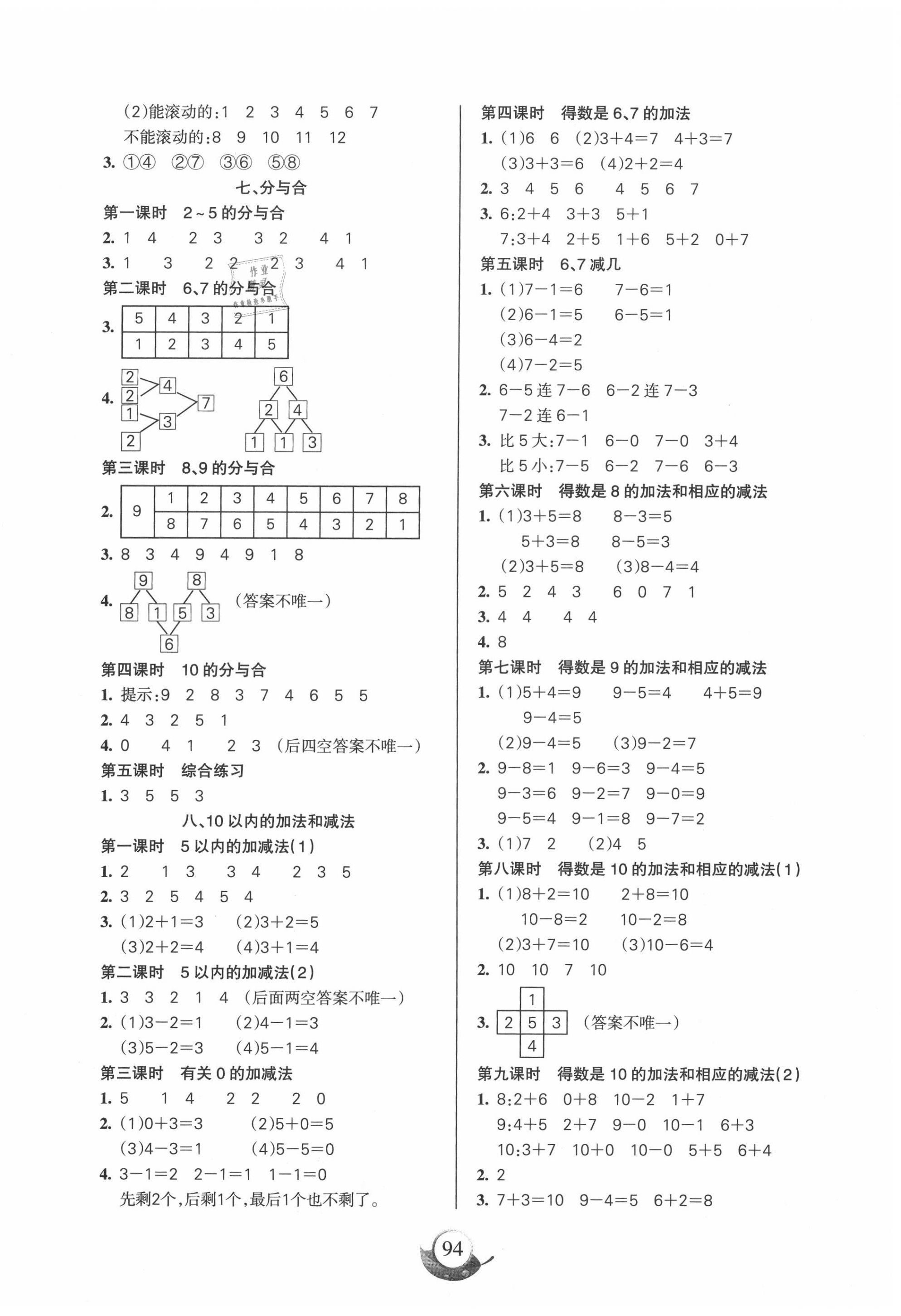 2020年名師三導(dǎo)學(xué)練考一年級數(shù)學(xué)上冊蘇教版 第2頁