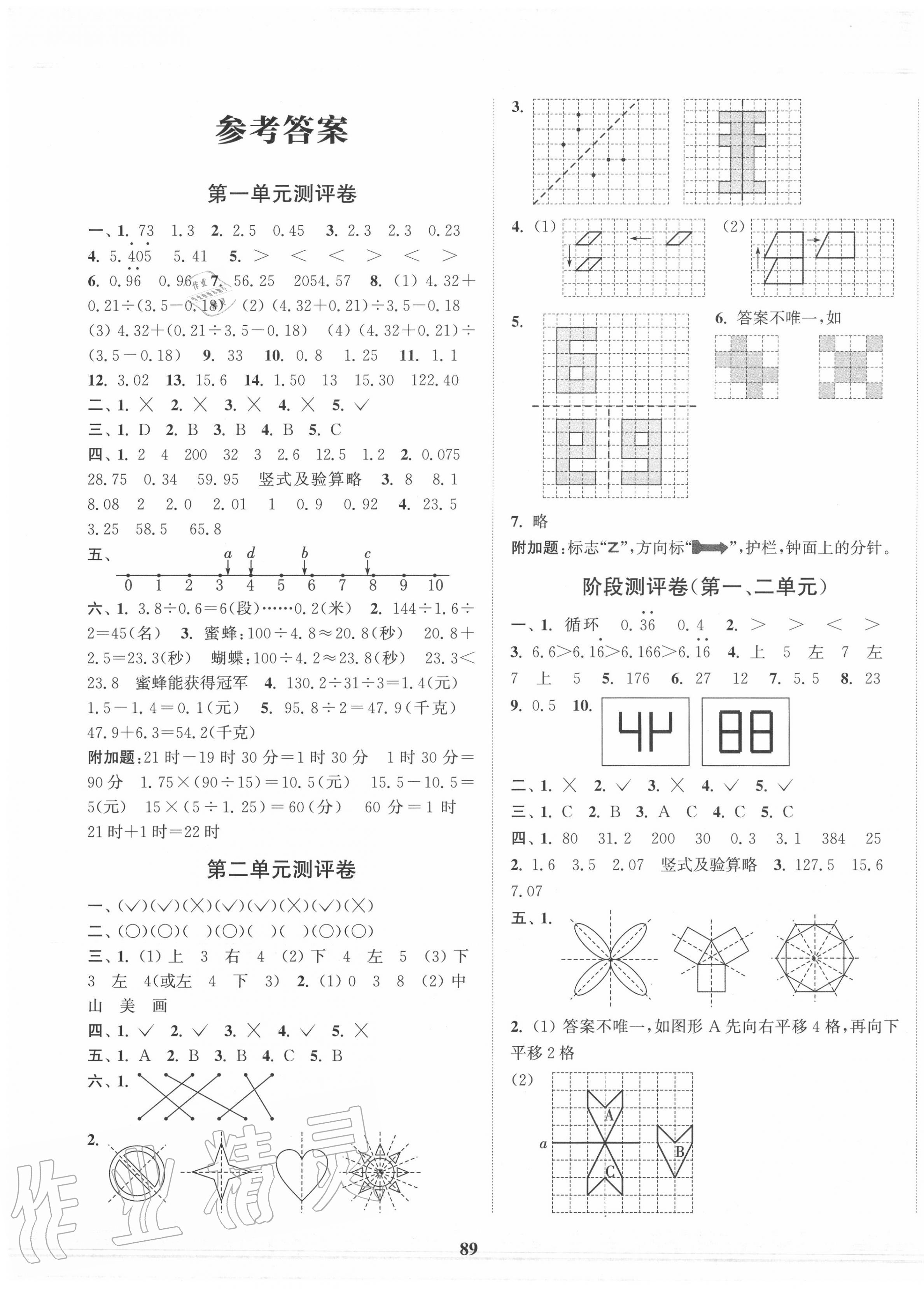 2020年通城學(xué)典全程測評卷五年級數(shù)學(xué)上冊北師大版 第1頁