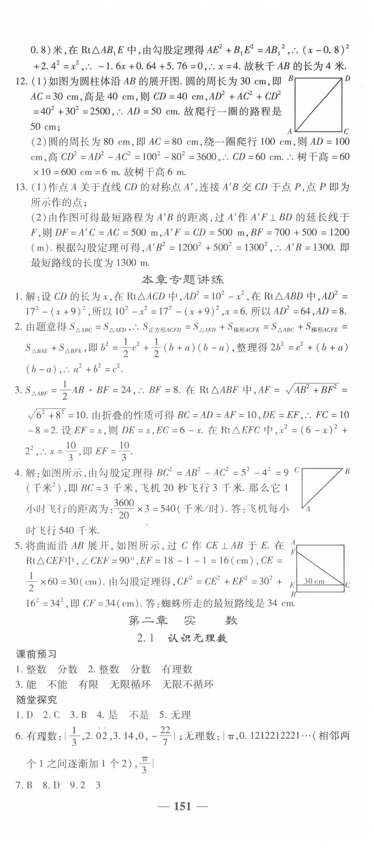 2020年高效學(xué)案金典課堂八年級數(shù)學(xué)上冊北師大版 參考答案第3頁