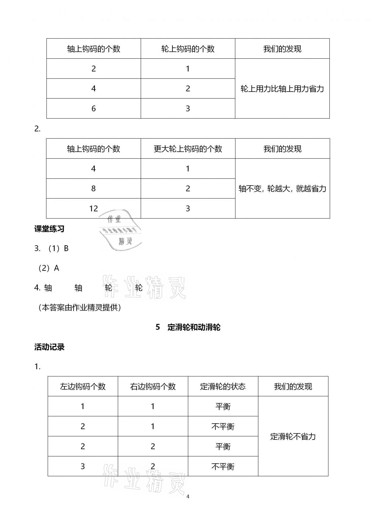 2020年科學(xué)作業(yè)本六年級上冊教科版浙江教育出版社 第4頁