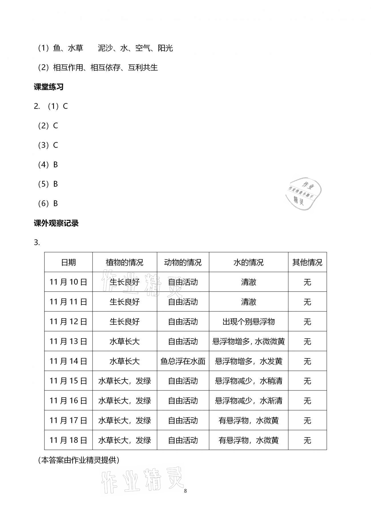 2020年科學作業(yè)本五年級上冊教科版浙江教育出版社 第8頁