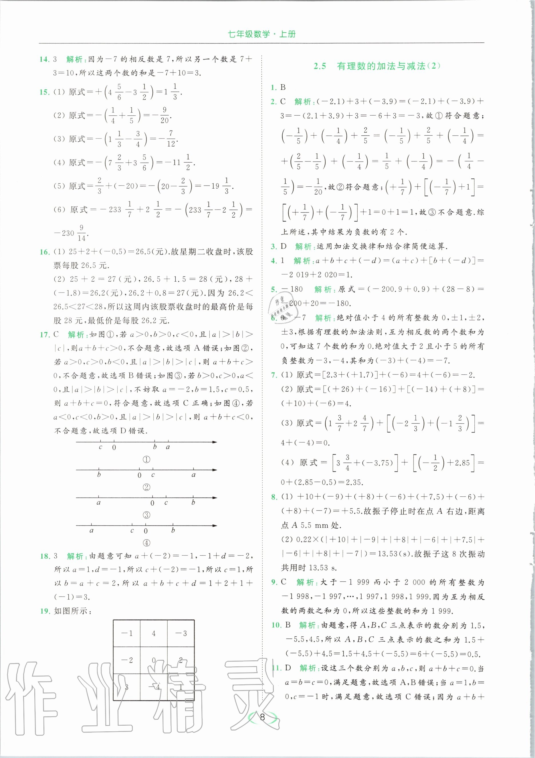 2020年亮點(diǎn)給力提優(yōu)課時(shí)作業(yè)本七年級(jí)數(shù)學(xué)上冊(cè)蘇科版 第10頁(yè)