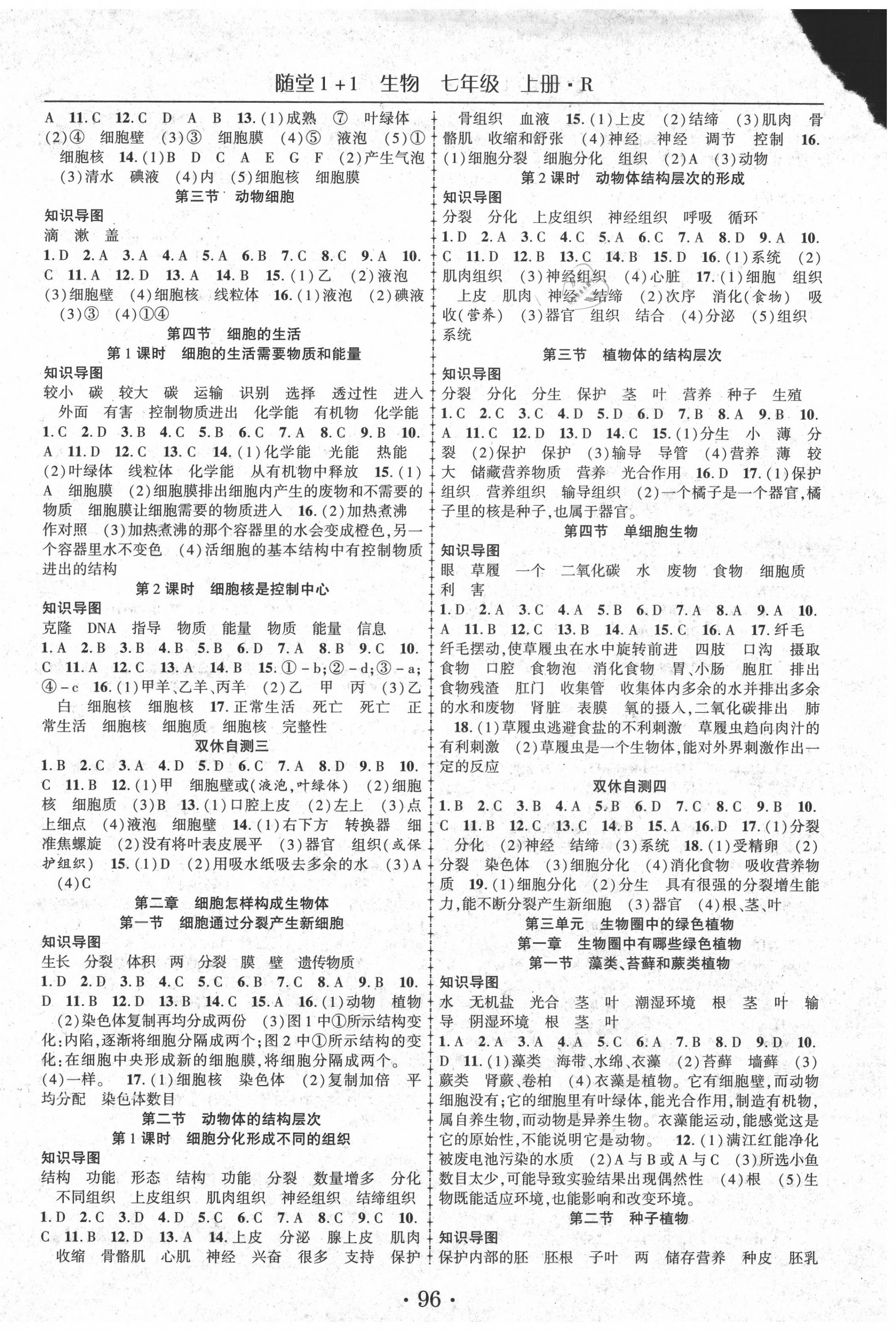 2020年随堂1加1导练七年级生物上册人教版 第2页
