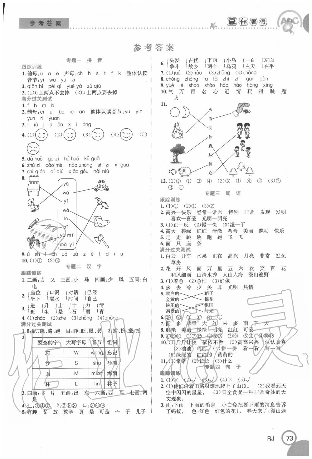 2020年贏在暑假銜接教材一升二年級(jí)語(yǔ)文人教版合肥工業(yè)大學(xué)出版社 第1頁(yè)