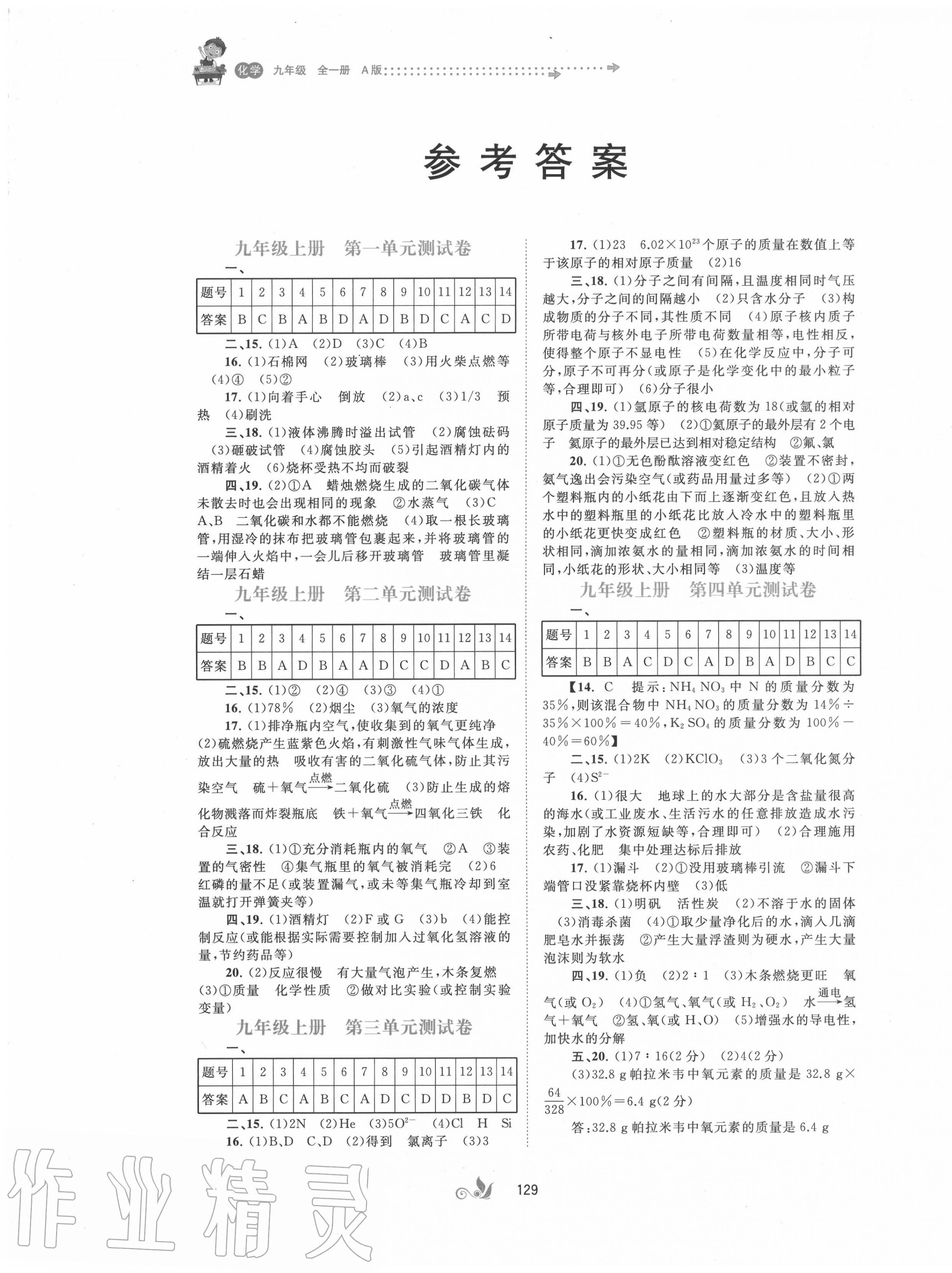 2020年新課程學習與測評單元雙測九年級化學全一冊人教版 第1頁