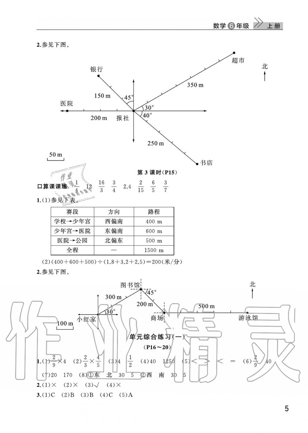 2020年智慧學(xué)習(xí)天天向上課堂作業(yè)六年級(jí)數(shù)學(xué)上冊(cè)人教版 參考答案第5頁(yè)