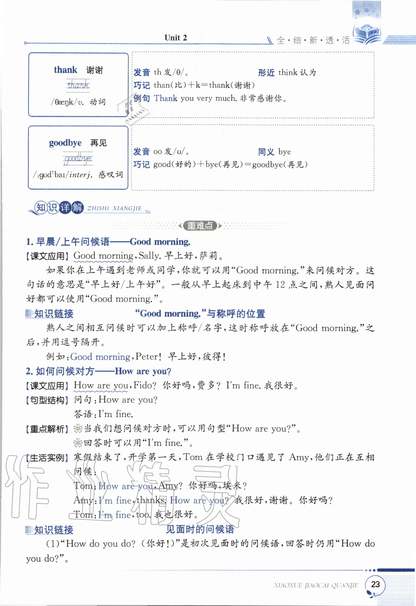 2020年教材课本三年级英语上册福建教育版&nbsp;参考答案第23页