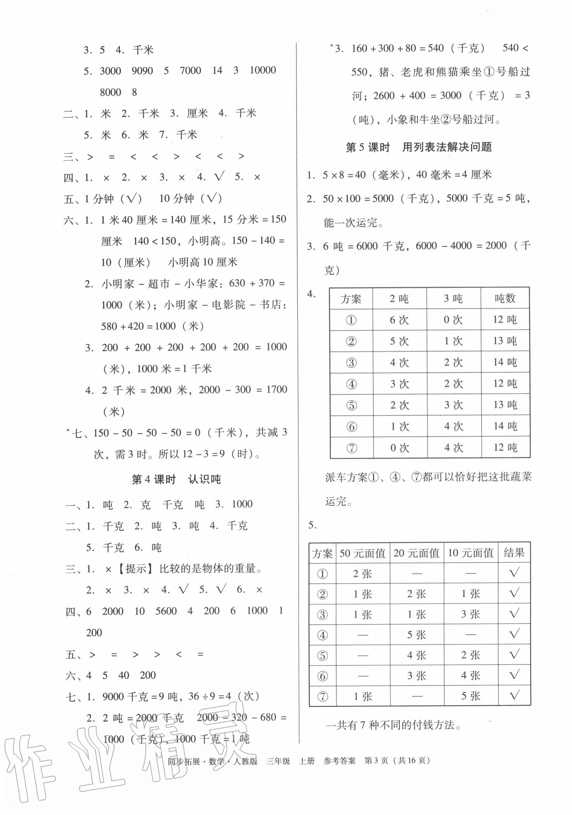 2020年同步拓展三年級數學上冊人教版 第3頁