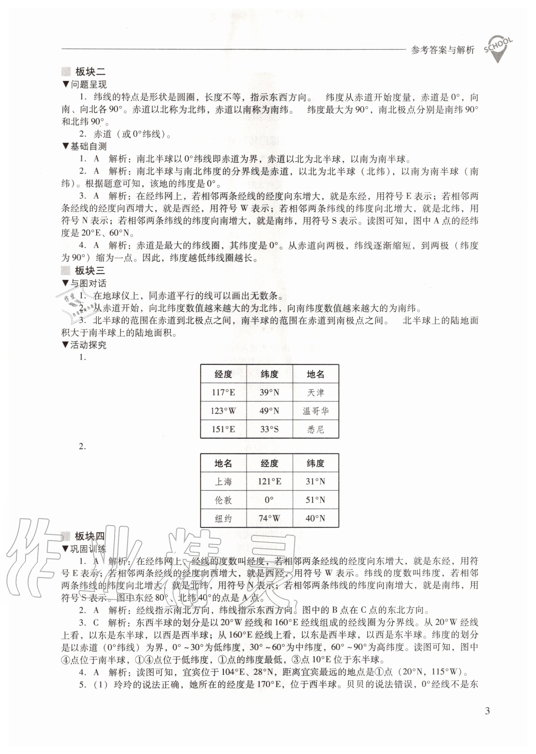 2020年新課程問題解決導學方案七年級地理上冊晉教版 參考答案第3頁