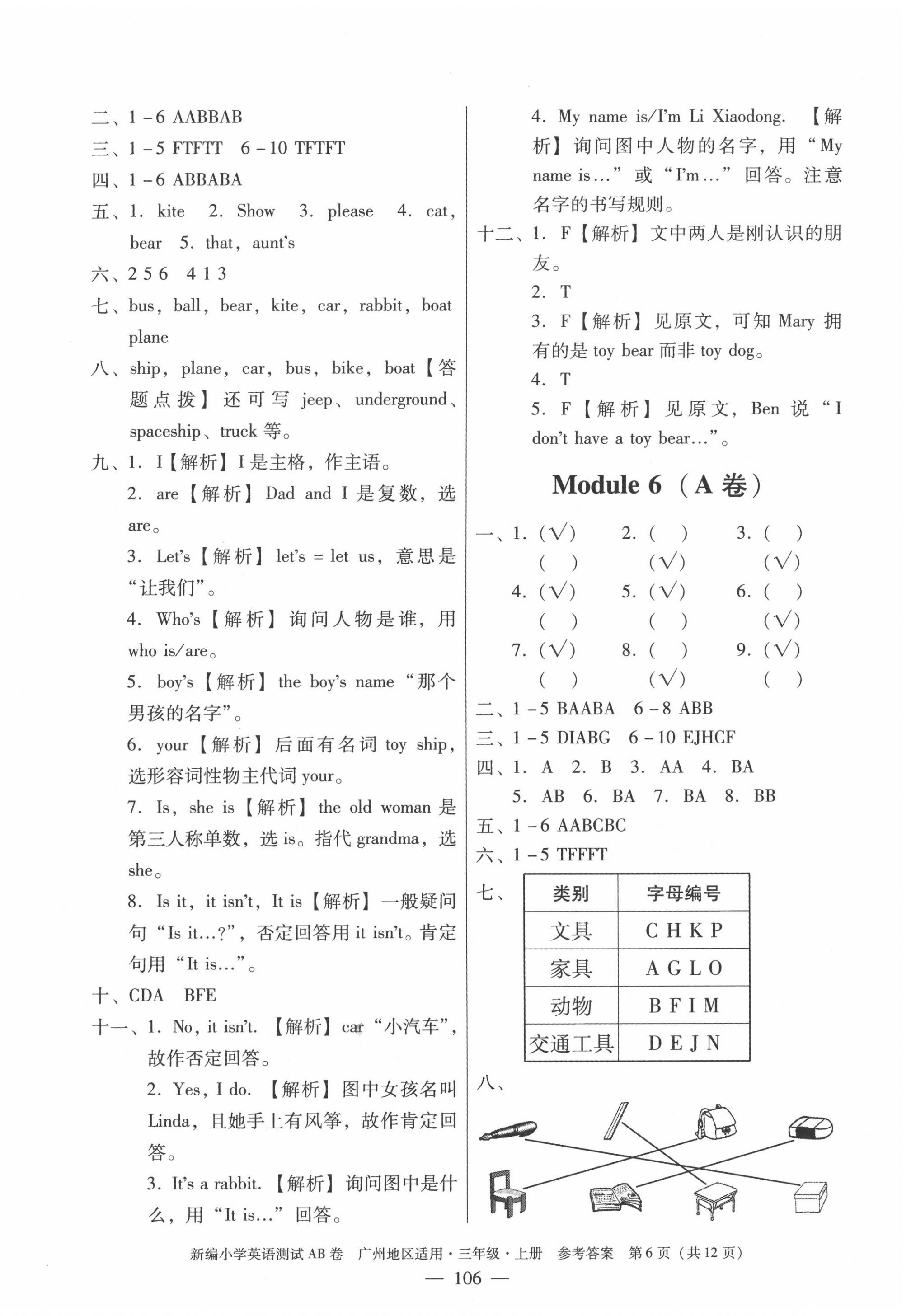 2020年小学英语测试AB卷三年级上册沪教版广州专版 第6页