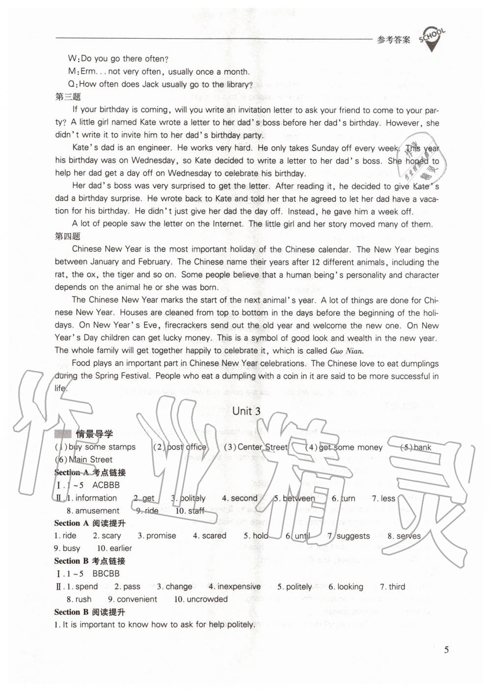 2020年新课程问题解决导学方案九年级英语全一册人教版 参考答案第5页