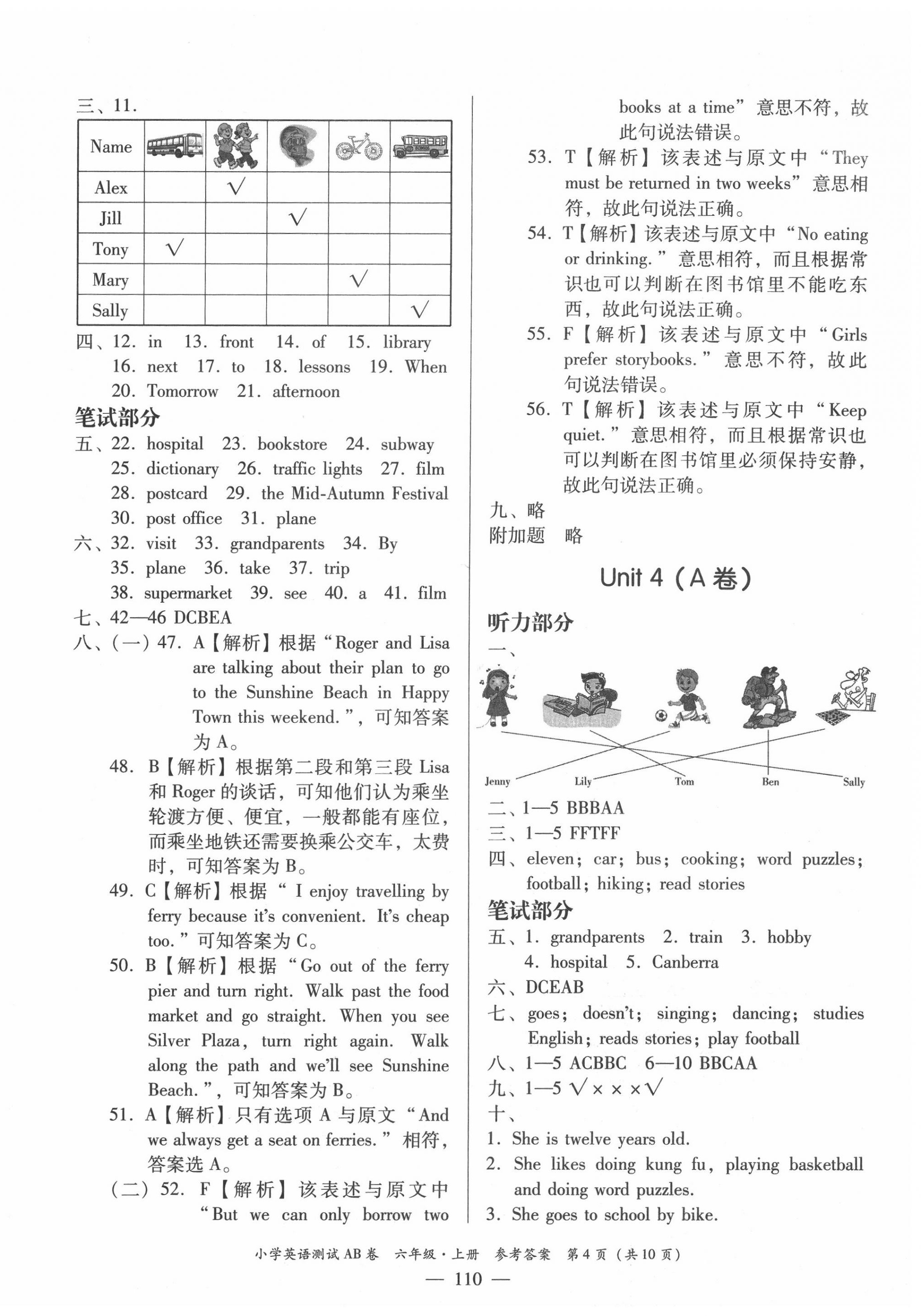 2020年小学英语测试AB卷六年级上册人教PEP版佛山专版 第4页