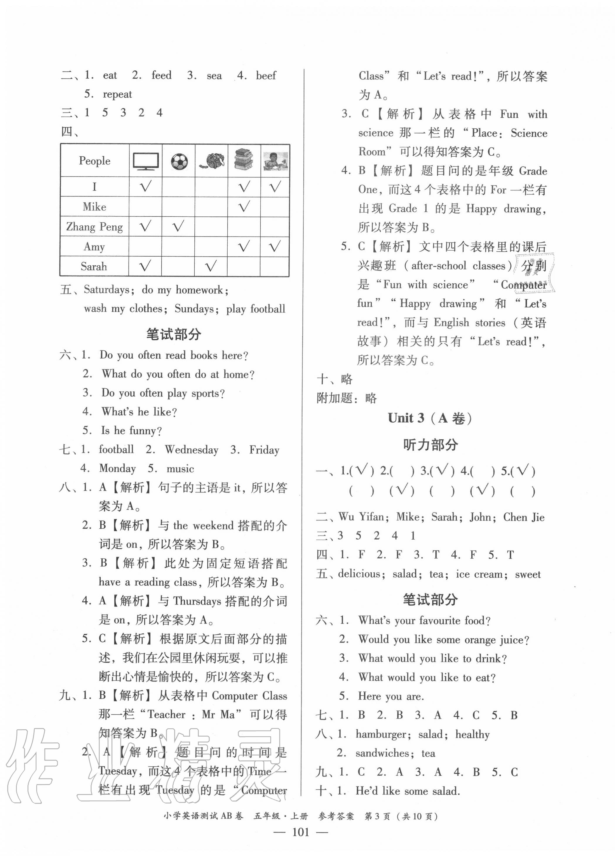 2020年小學(xué)英語測試AB卷五年級上冊人教PEP版佛山專版 第3頁