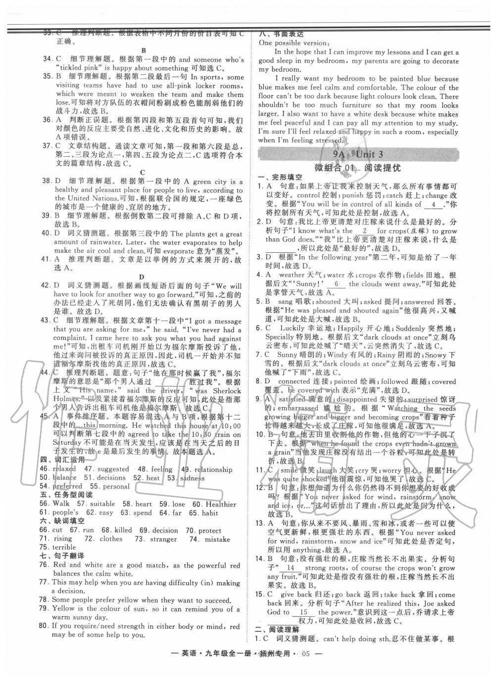 2020年學(xué)霸組合訓(xùn)練九年級英語全一冊譯林版揚(yáng)州專用 參考答案第5頁