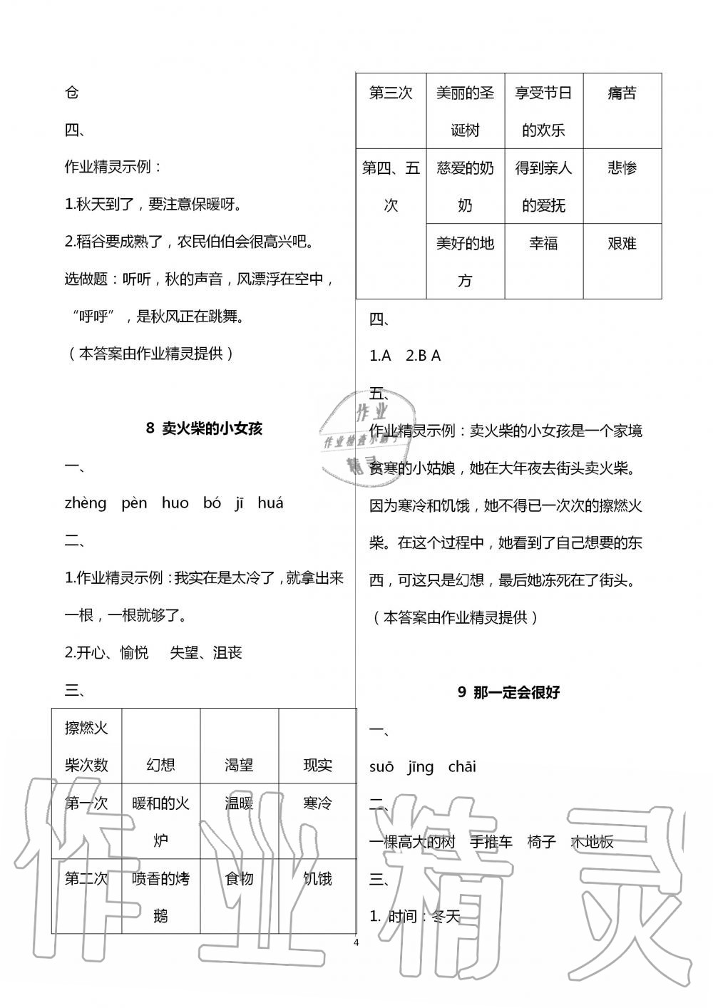 2020年語文練習部分三年級第一學期人教版五四制 第4頁