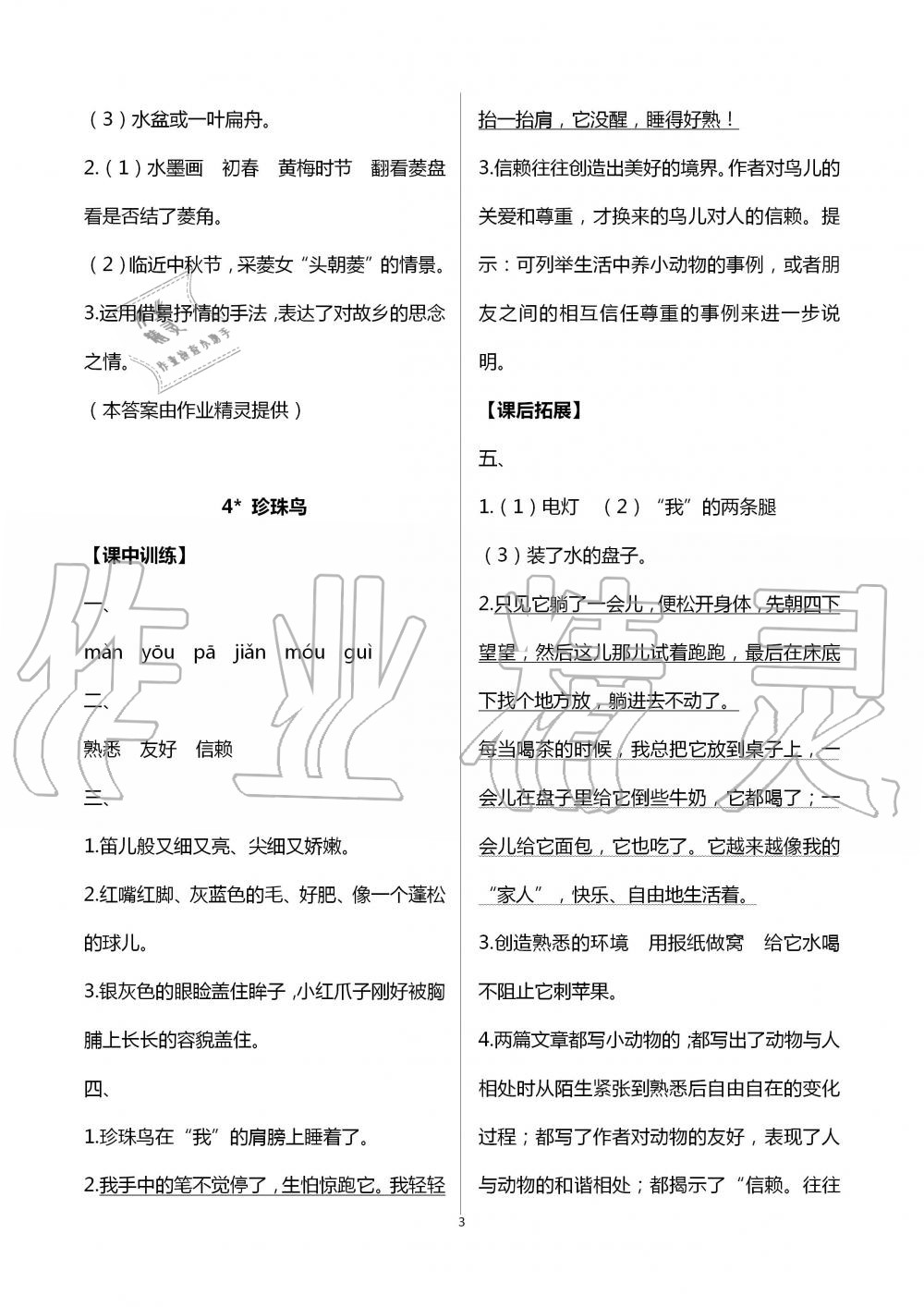 2020年長(zhǎng)江作業(yè)本同步練習(xí)冊(cè)五年級(jí)語文上冊(cè)人教版 第3頁