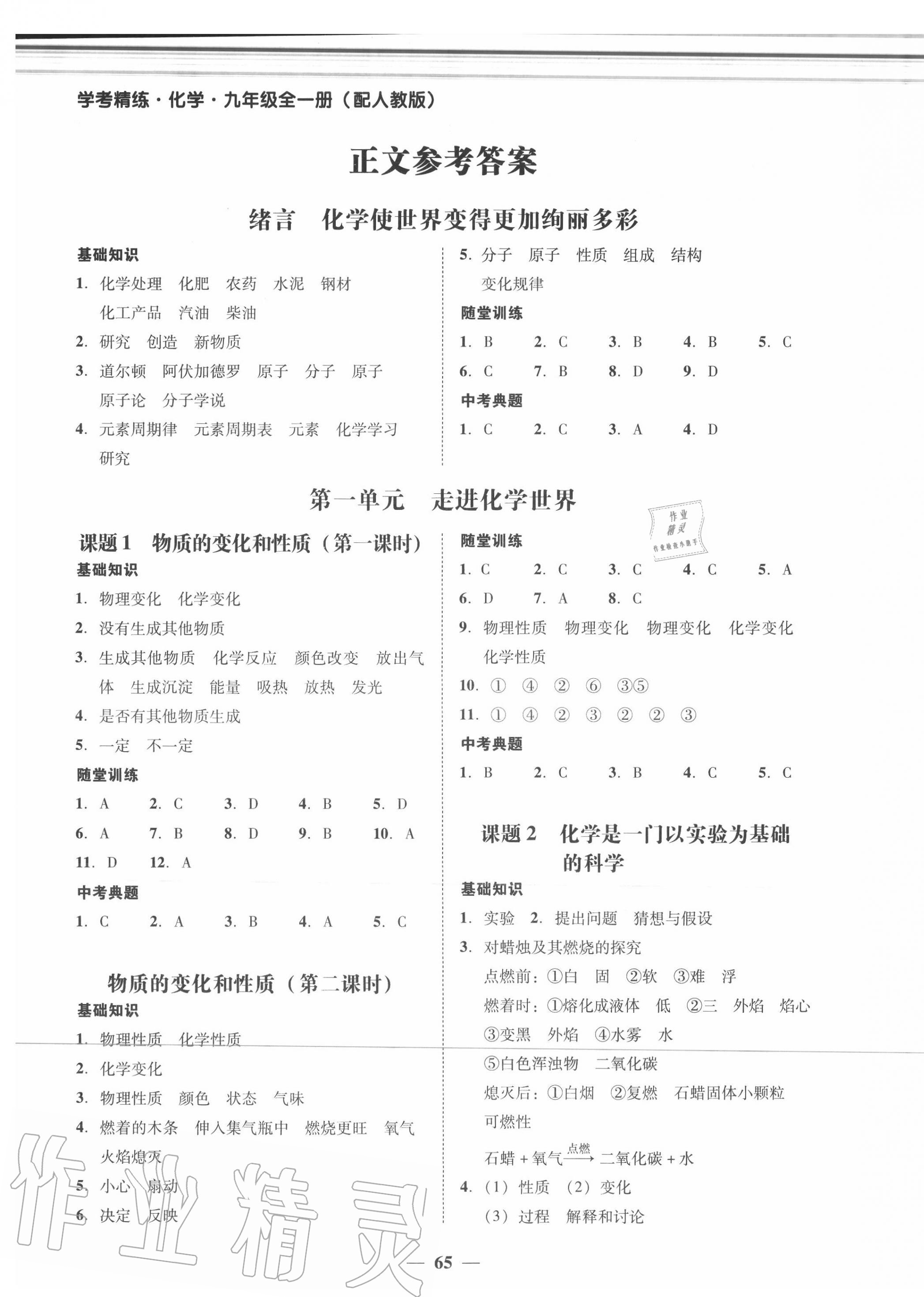 2020年南粤学典学考精练九年级化学全一册人教版 第9页