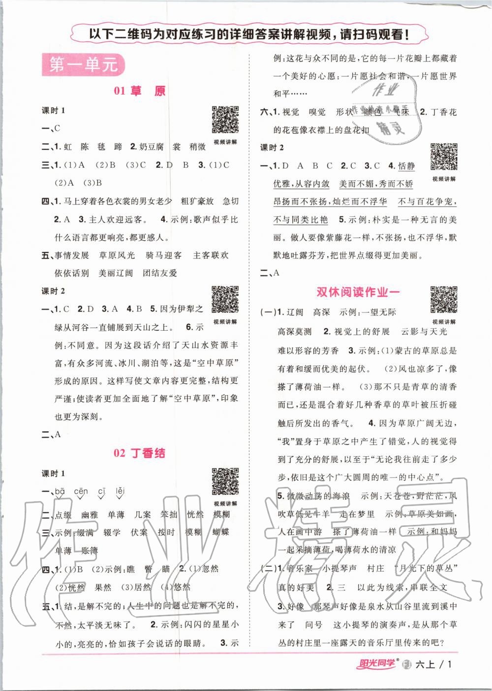 2020年陽光同學(xué)課時優(yōu)化作業(yè)六年級語文上冊人教版福建專版 第3頁